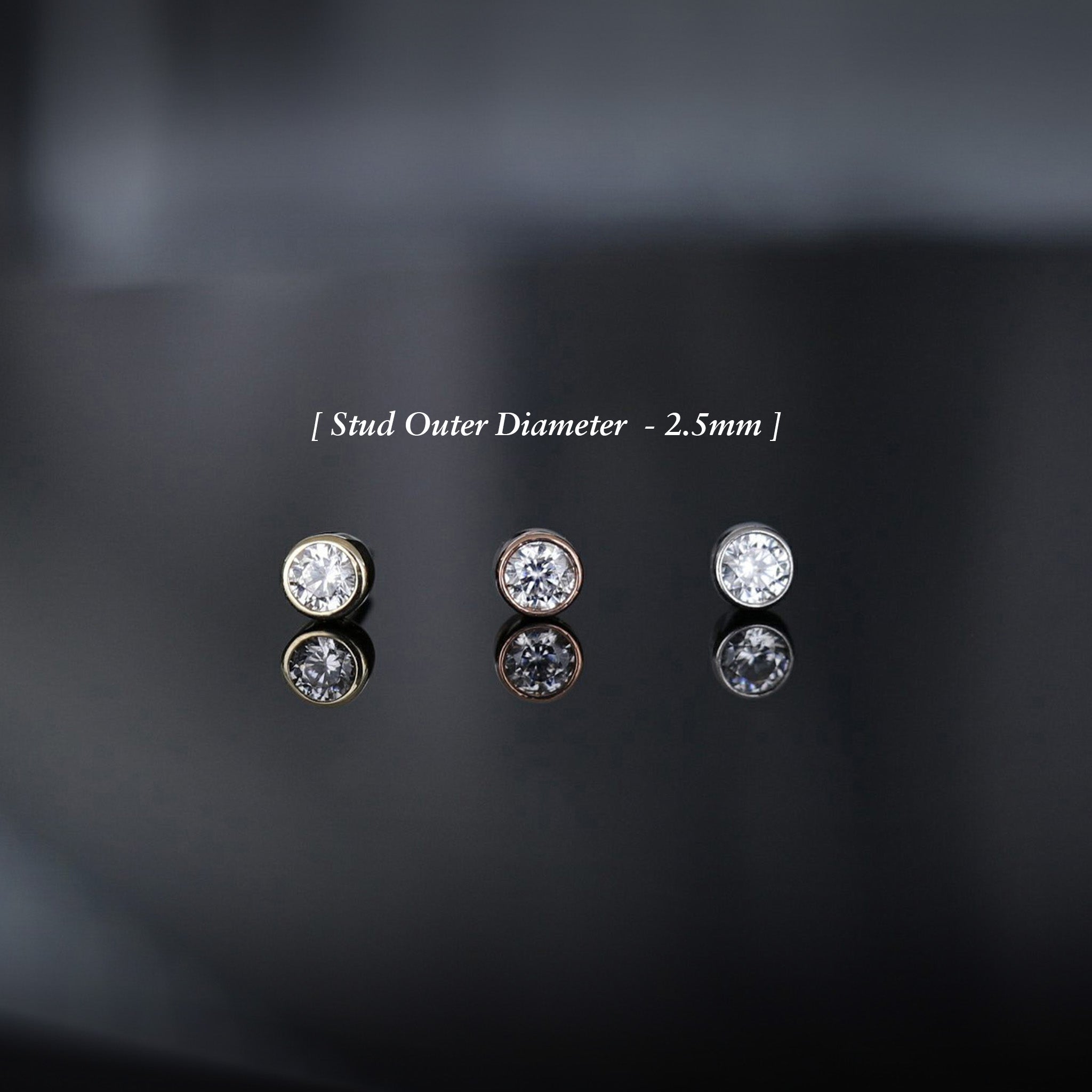 Tiny Bezel CZ Flat Back Stud