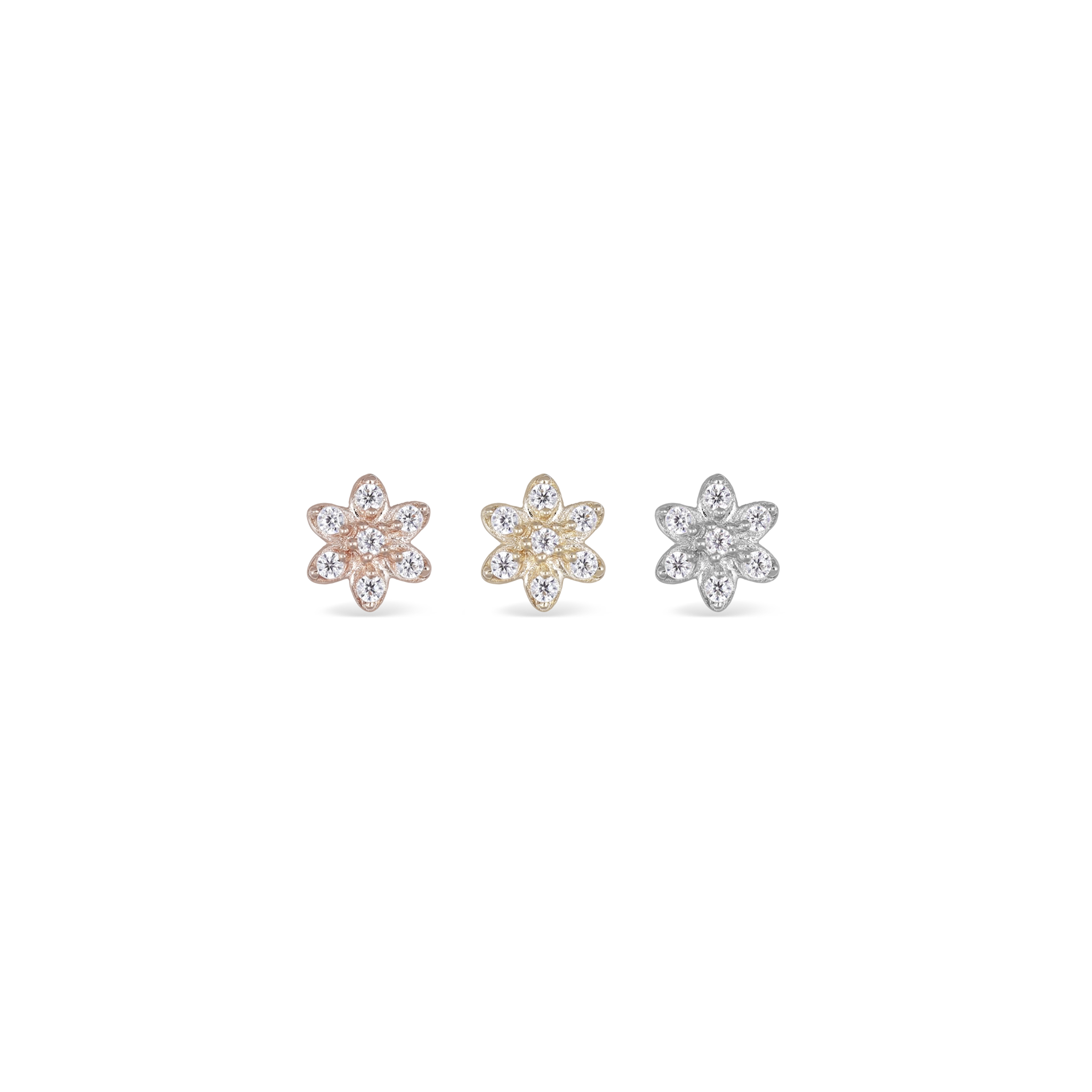 Micro Rosette CZ Flat Back Stud