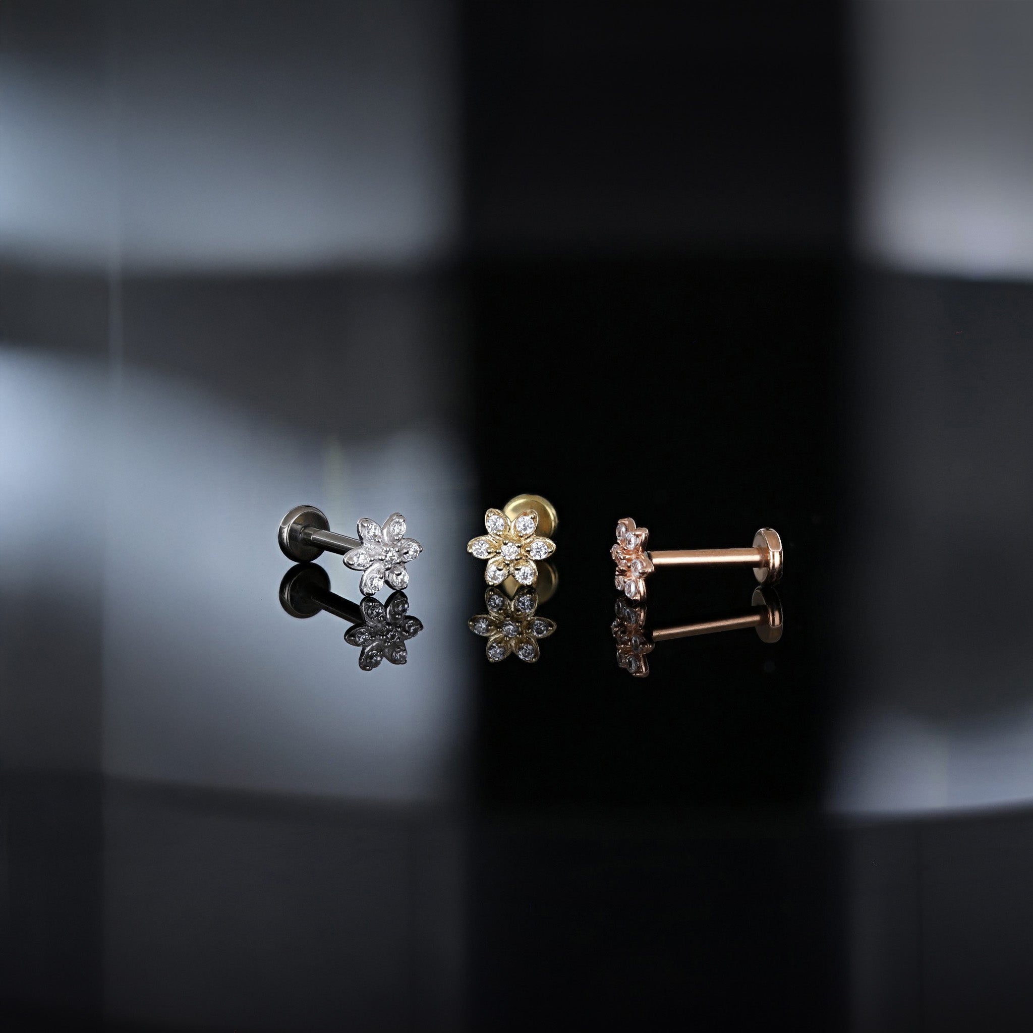 Micro Rosette CZ Flat Back Stud