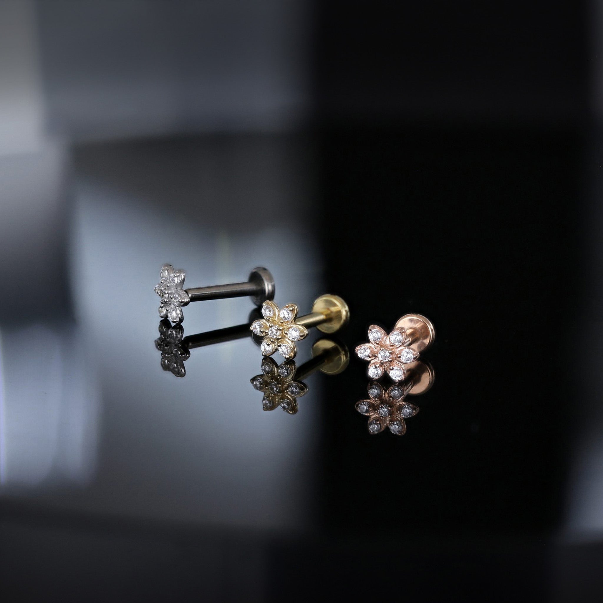 Micro Rosette CZ Flat Back Stud