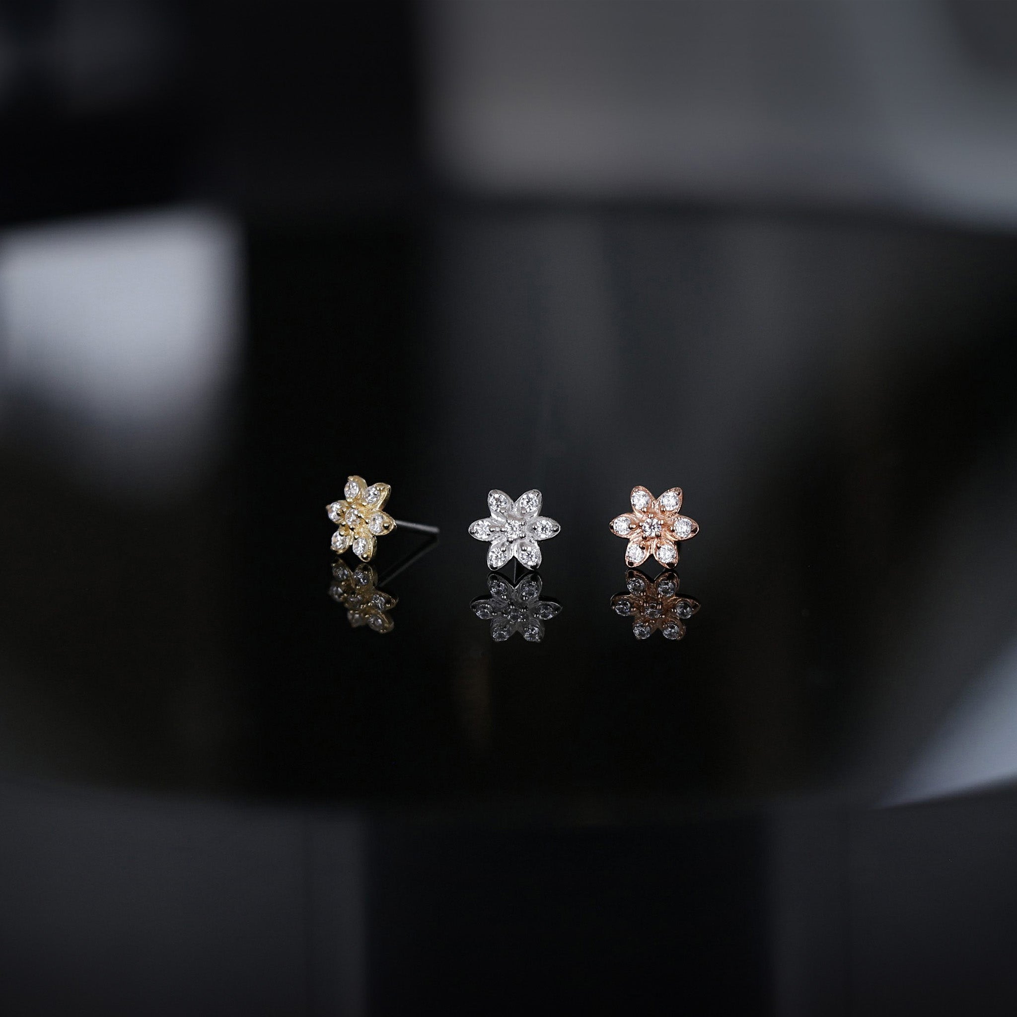 Micro Rosette CZ Flat Back Stud