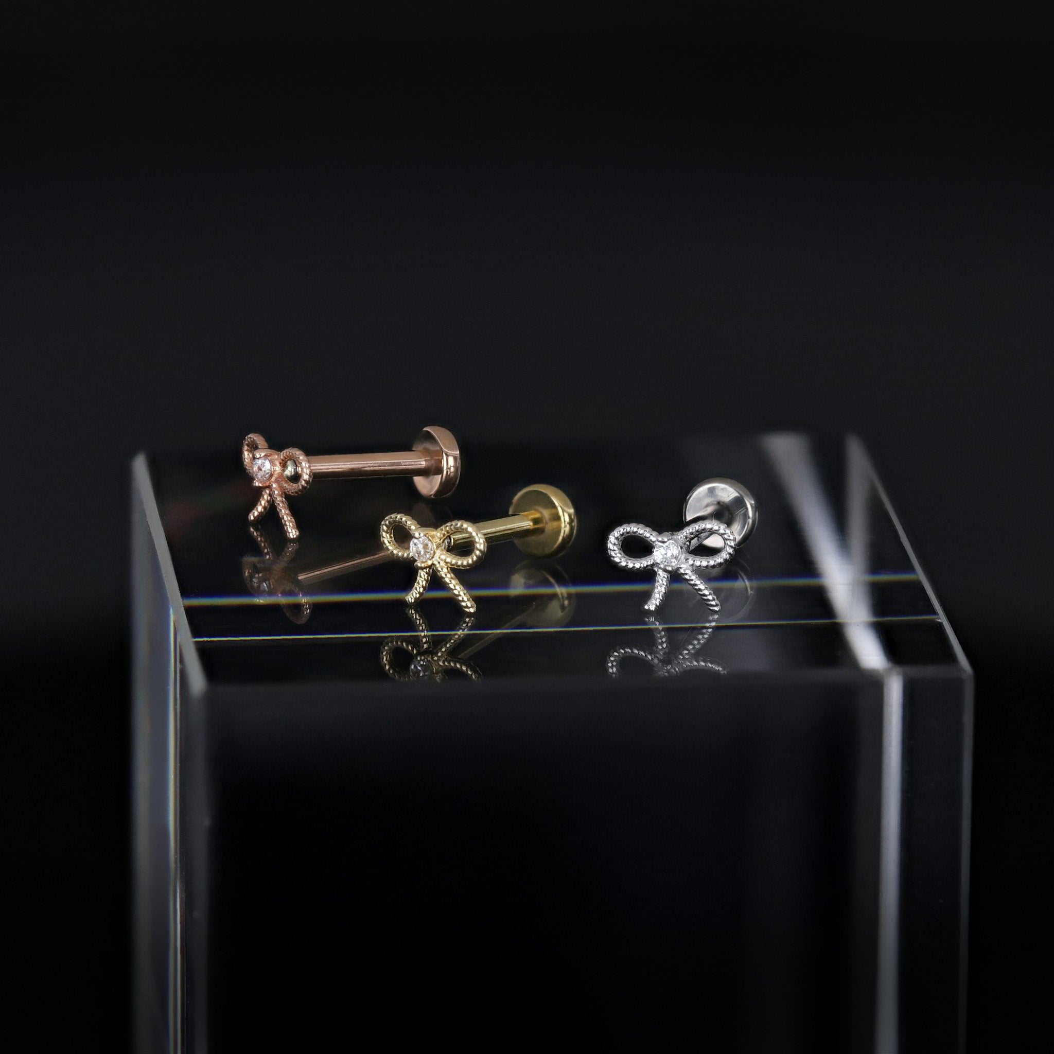 Micro Bow CZ Flat Back Stud