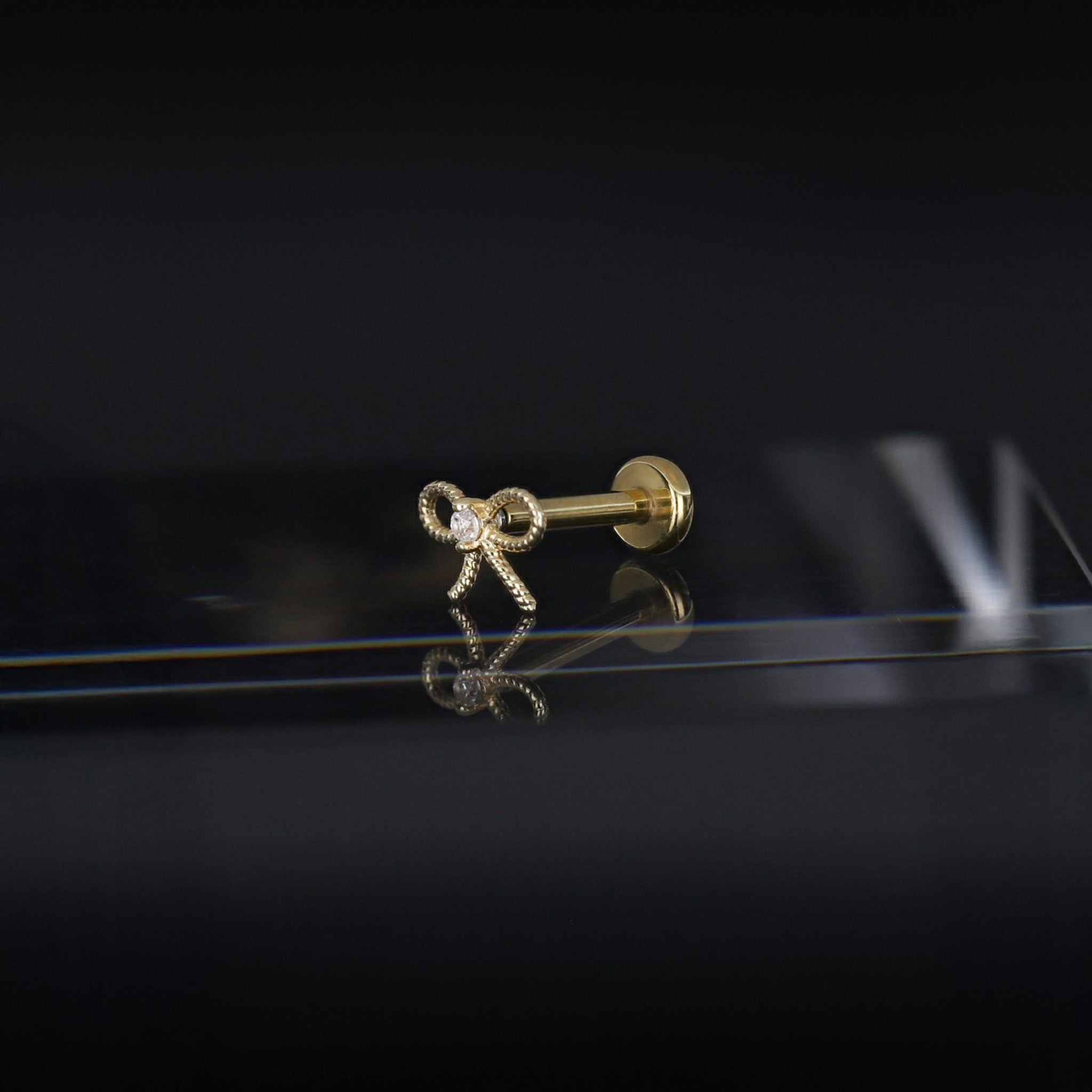 Micro Bow CZ Flat Back Stud