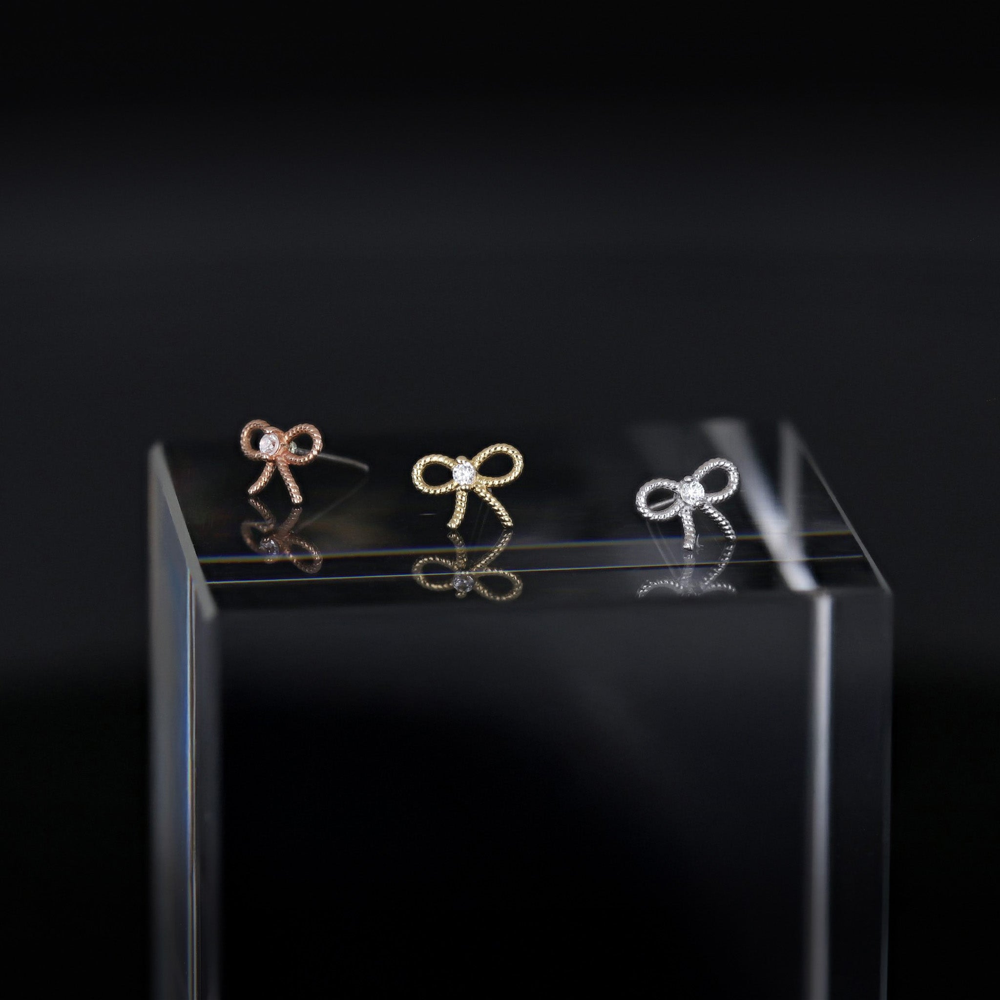 Micro Bow CZ Flat Back Stud