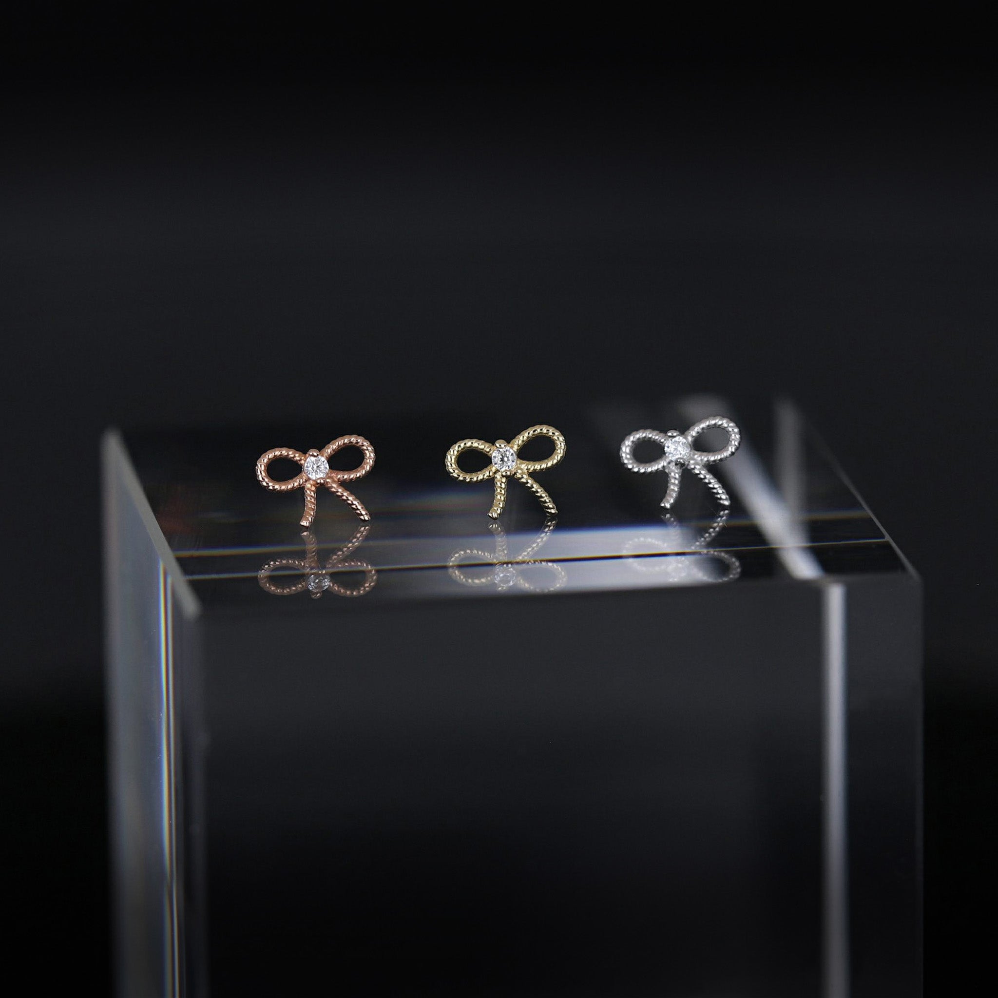 Micro Bow CZ Flat Back Stud