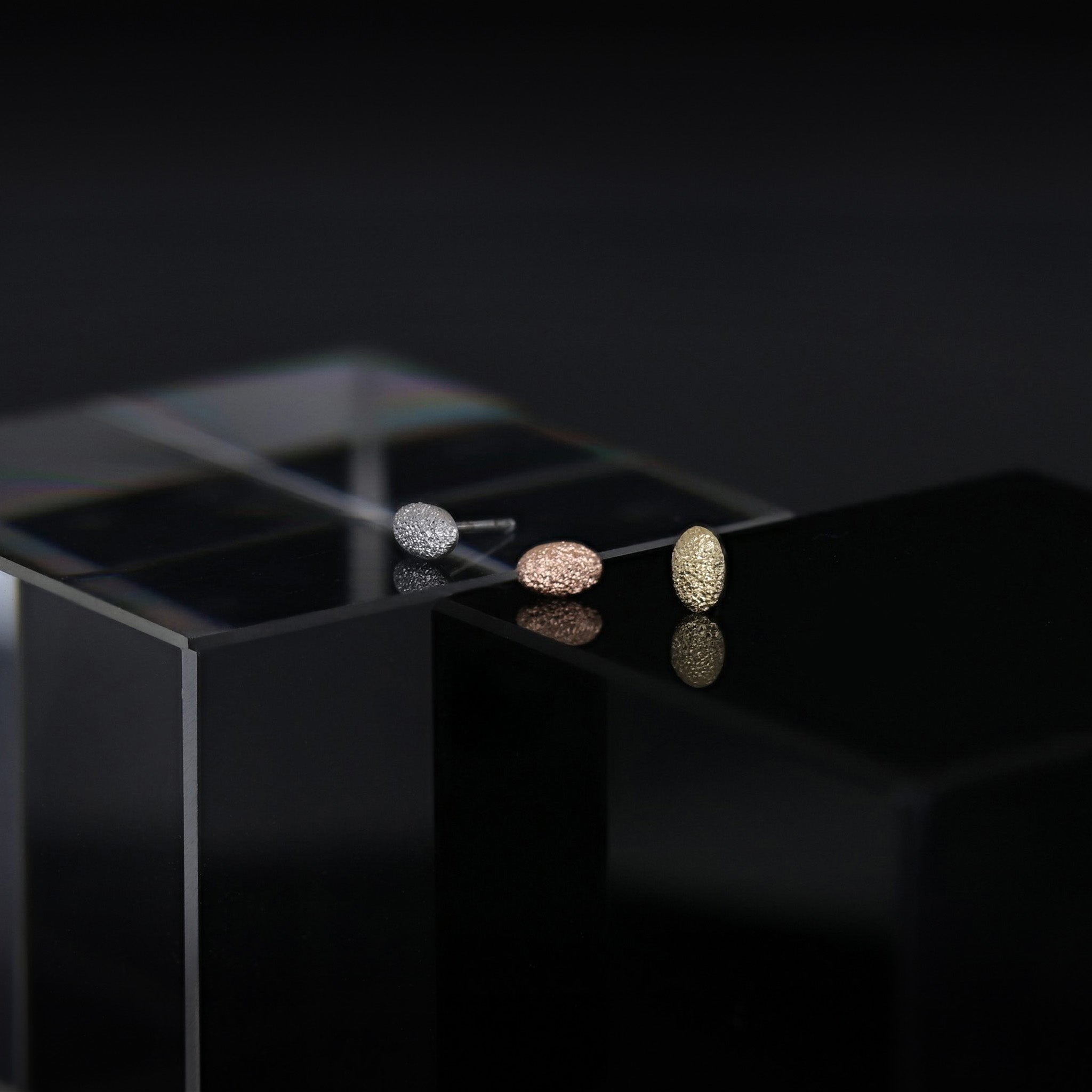 Petite Oval Sand Texture Flat Back Stud