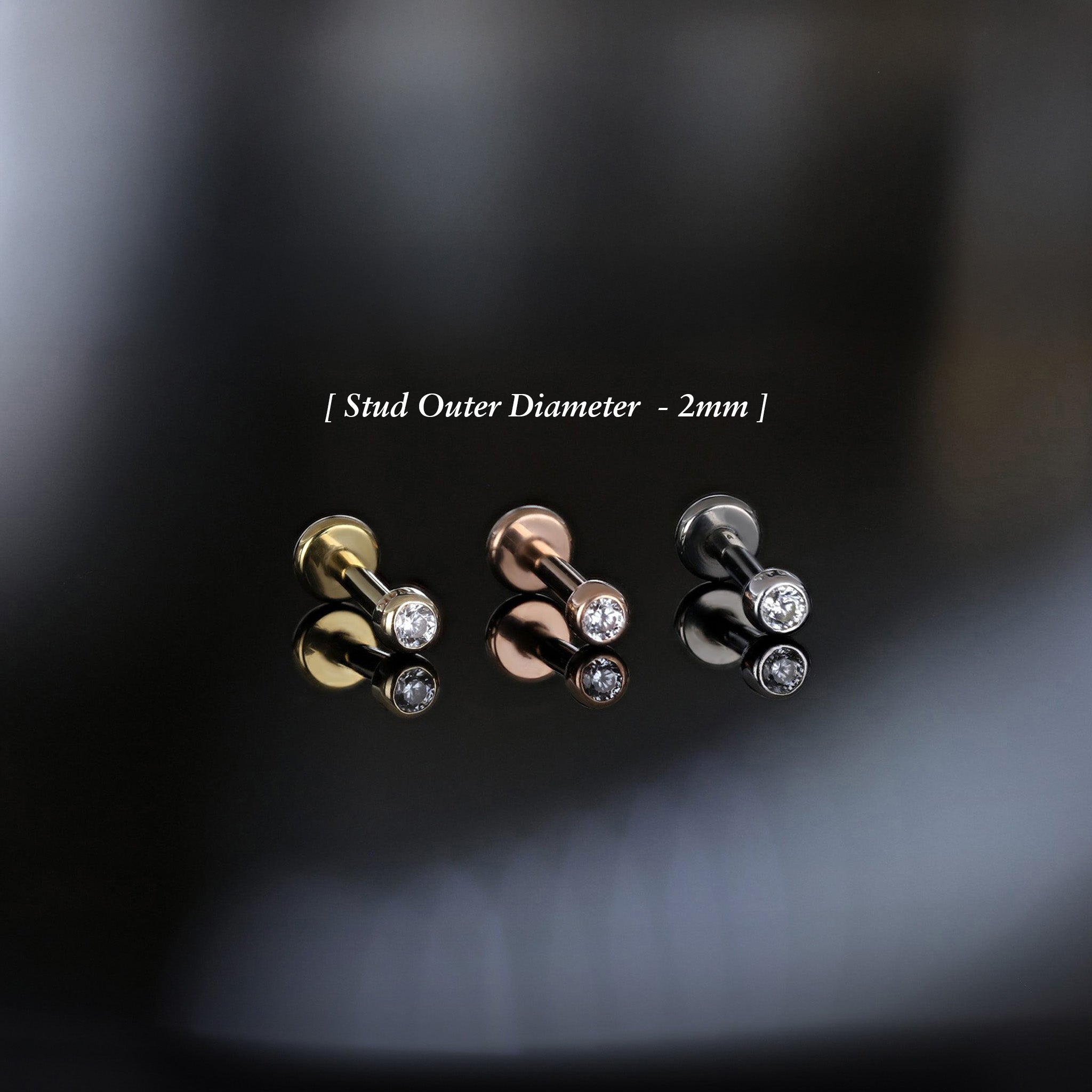 Tiny Bezel CZ Flat Back Stud