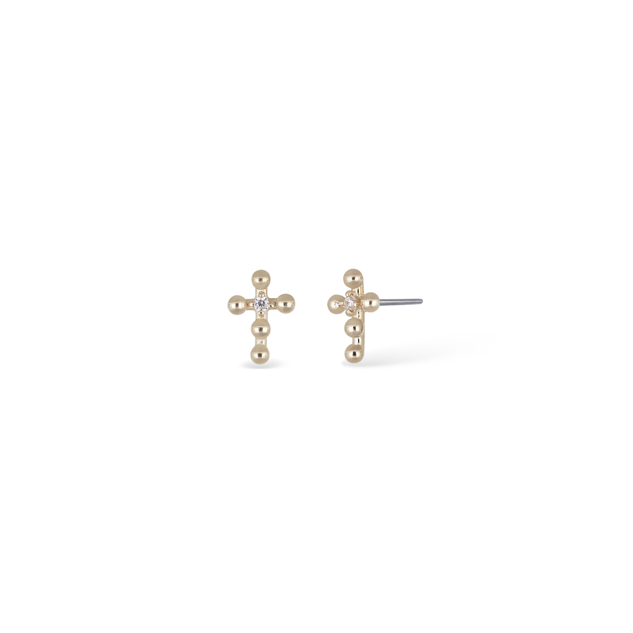 Tiny Bead Cross CZ Flat Back Stud