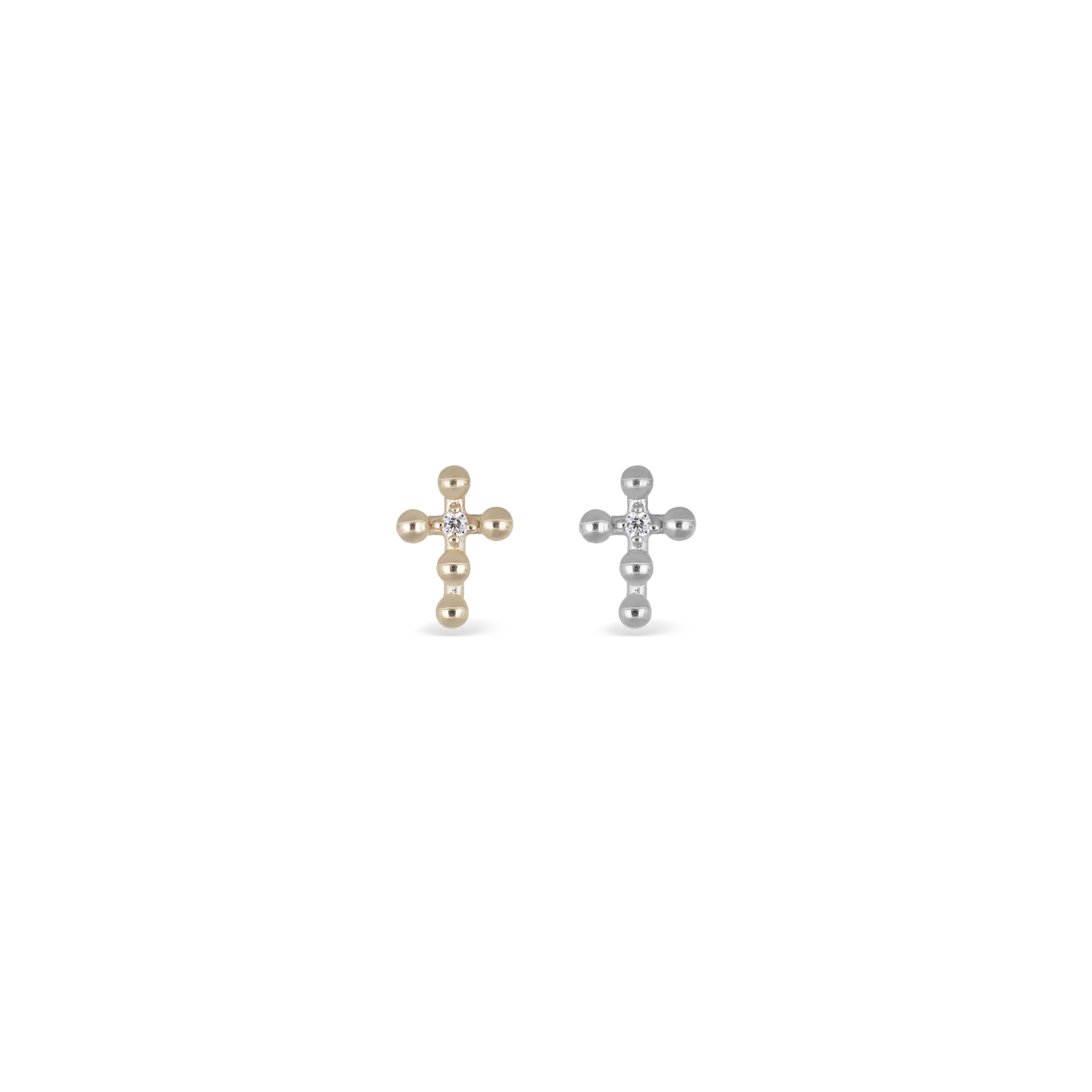 Tiny Bead Cross CZ Flat Back Stud