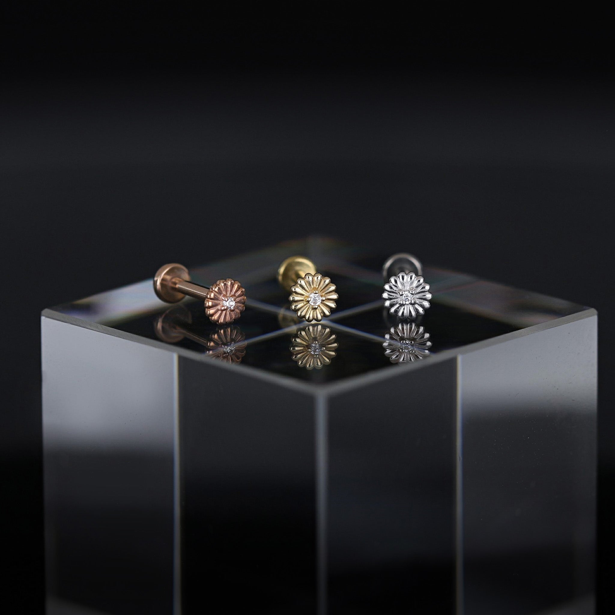 Petite CZ Bloom Flat Back Stud