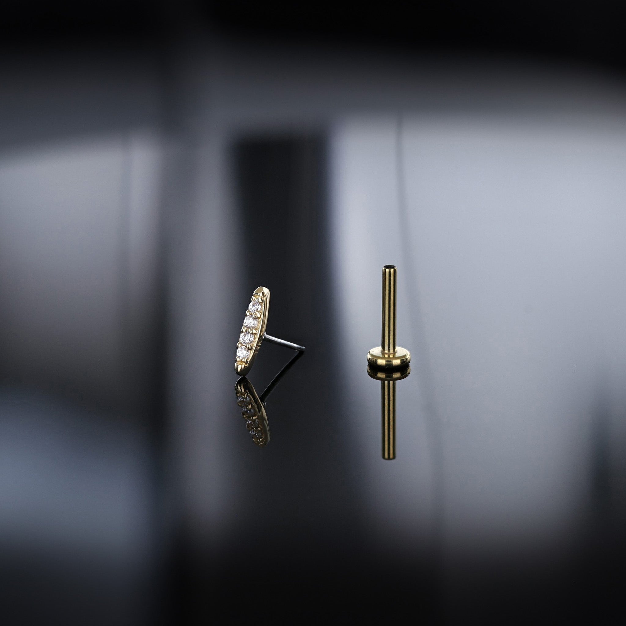 Petite CZ Bar Flat Back Stud