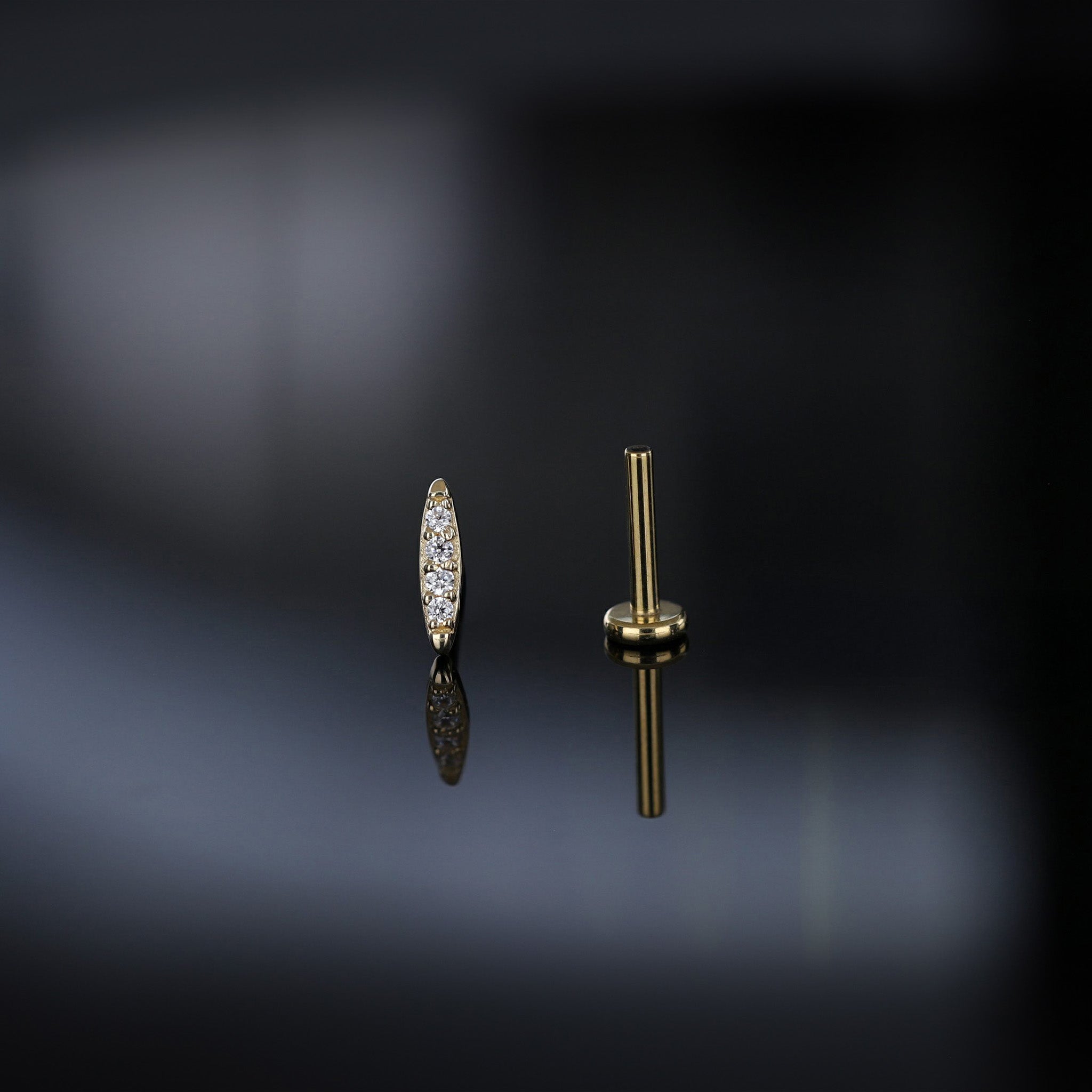 Petite CZ Bar Flat Back Stud