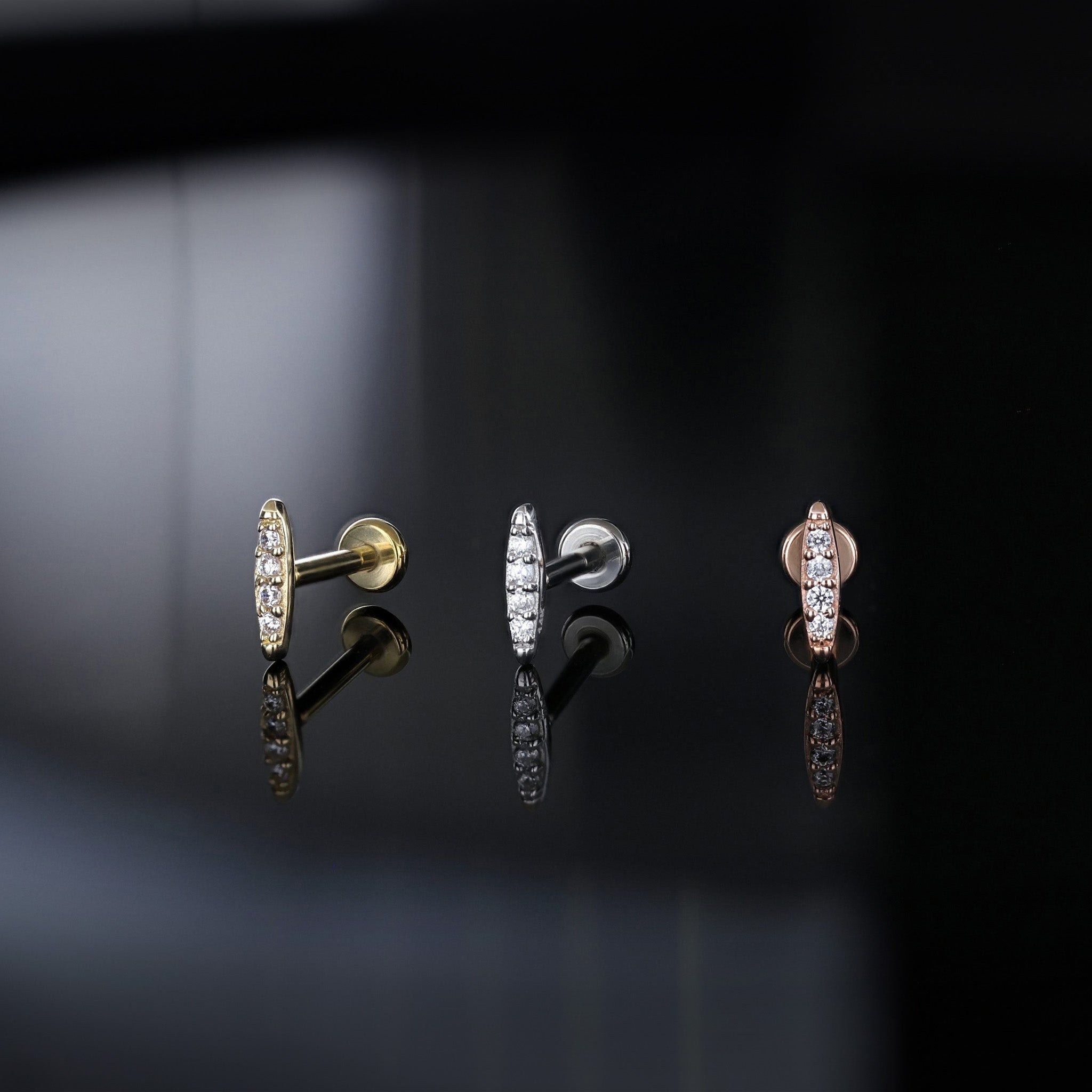 Petite CZ Bar Flat Back Stud