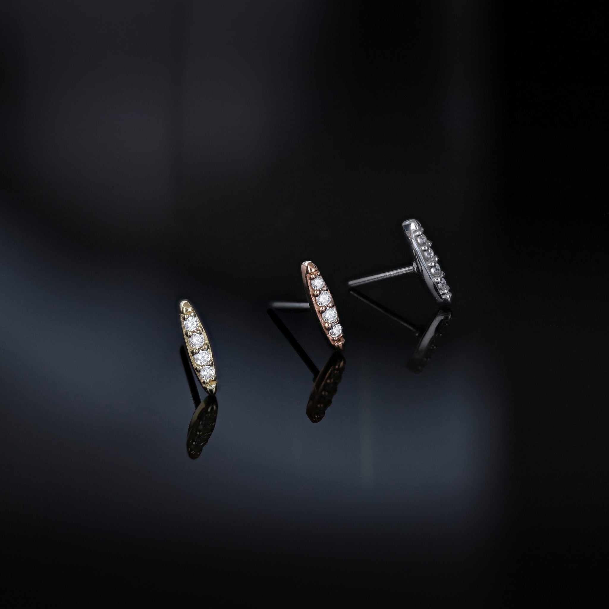 Petite CZ Bar Flat Back Stud