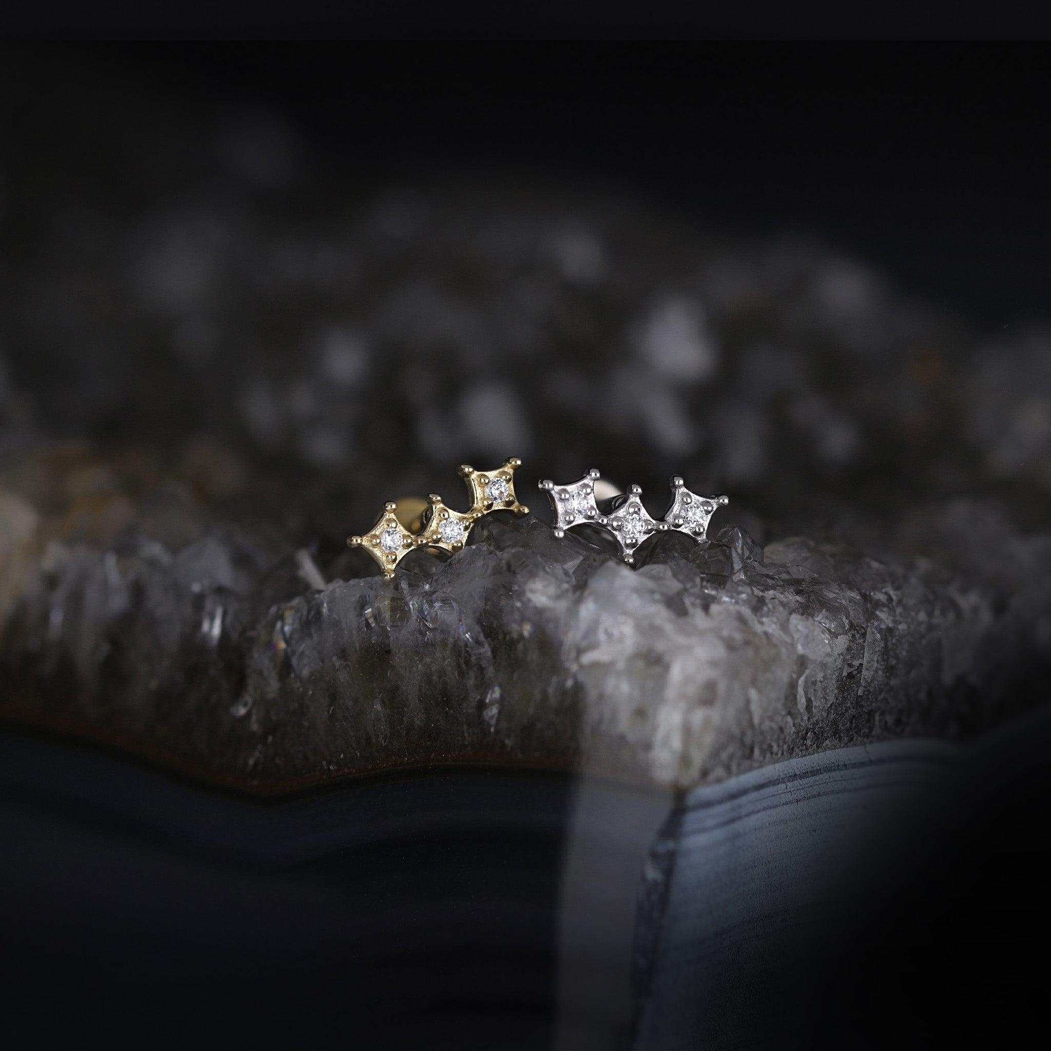 Petite Crown CZ Flat Back Stud