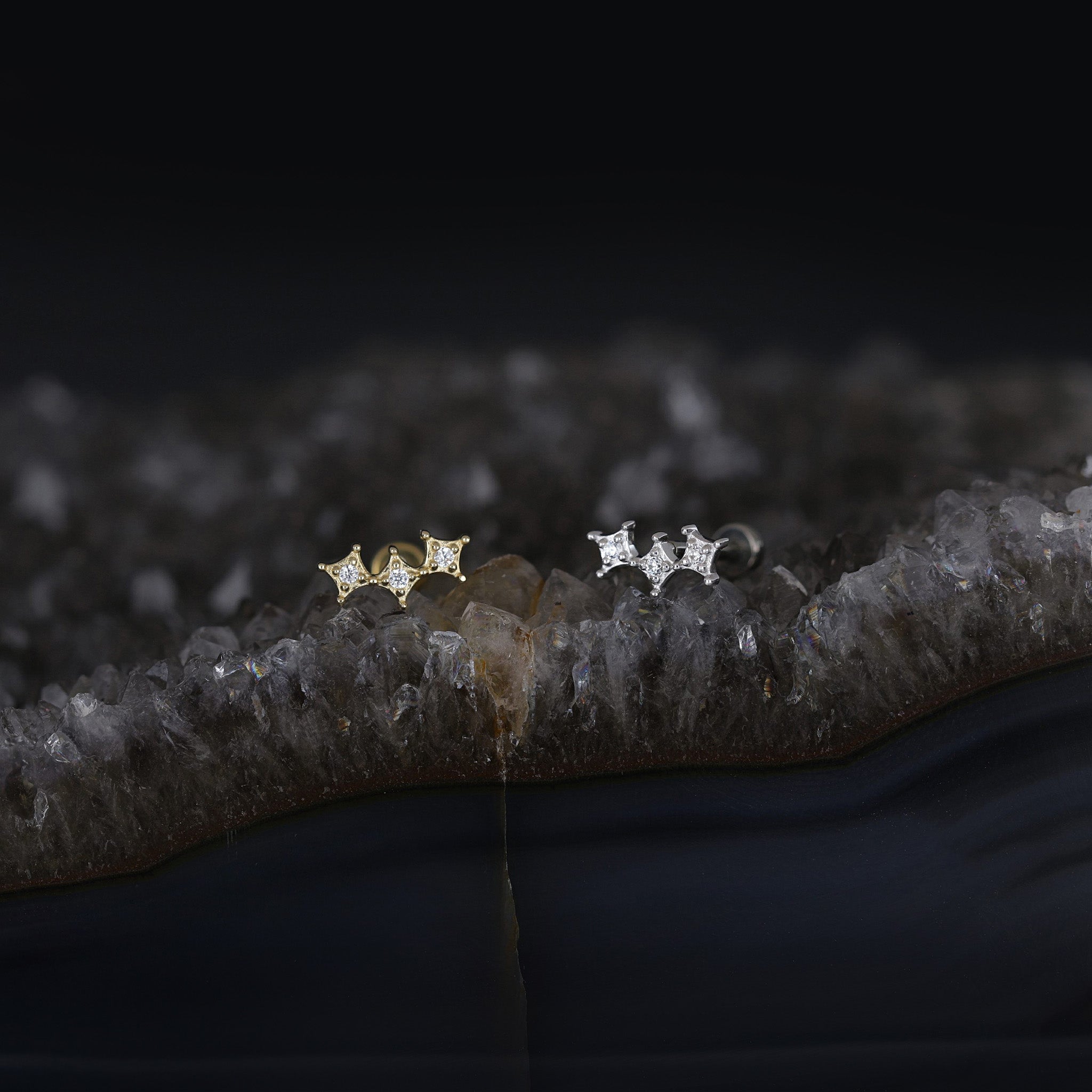 Petite Crown CZ Flat Back Stud