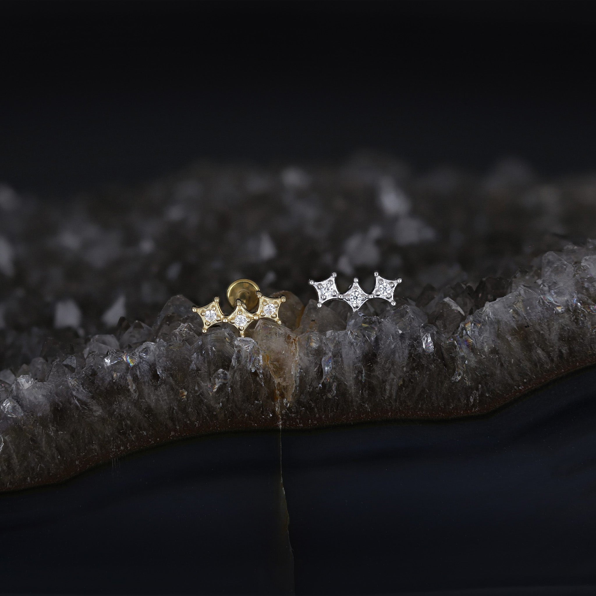 Petite Crown CZ Flat Back Stud