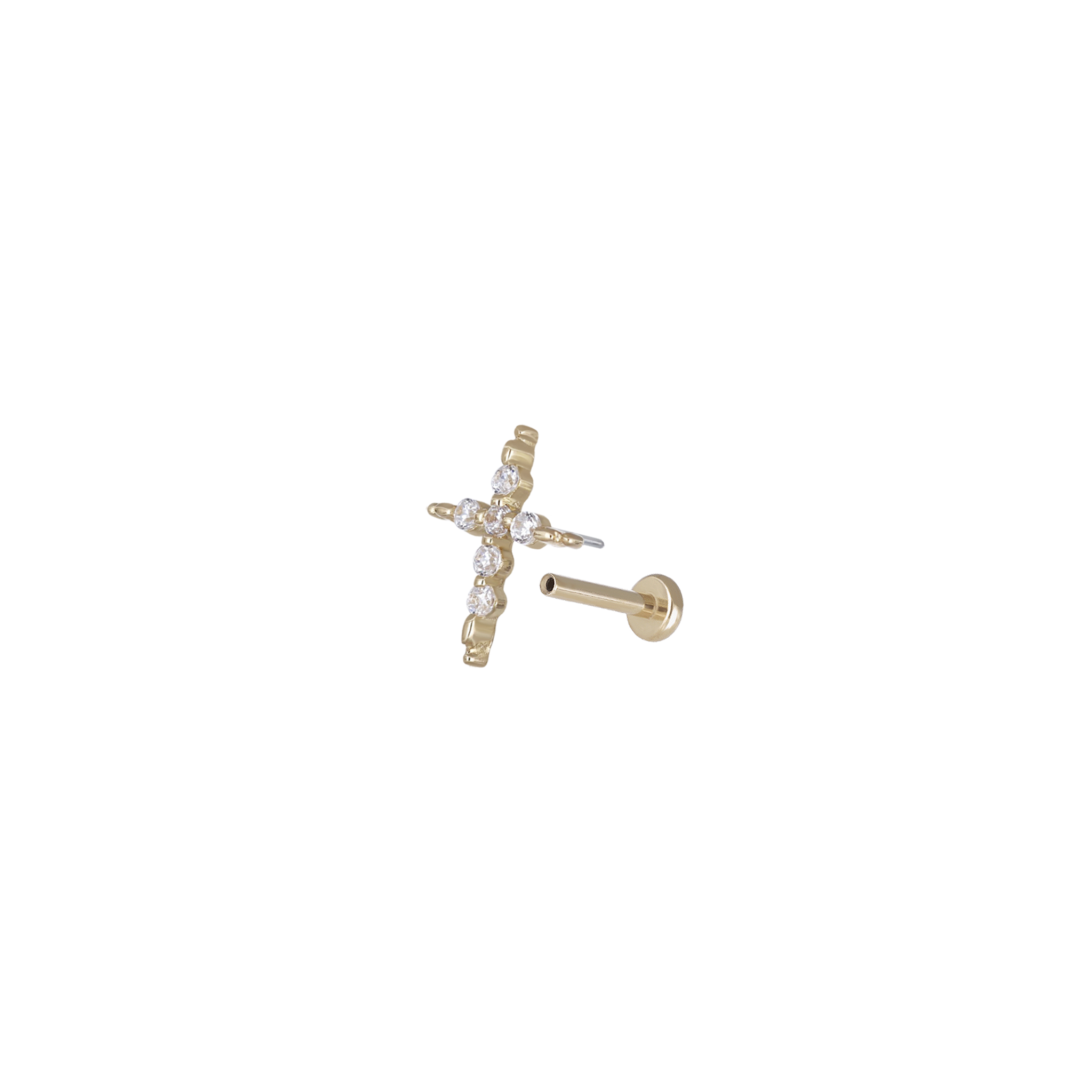 Delicate CZ Cross Flat back stud
