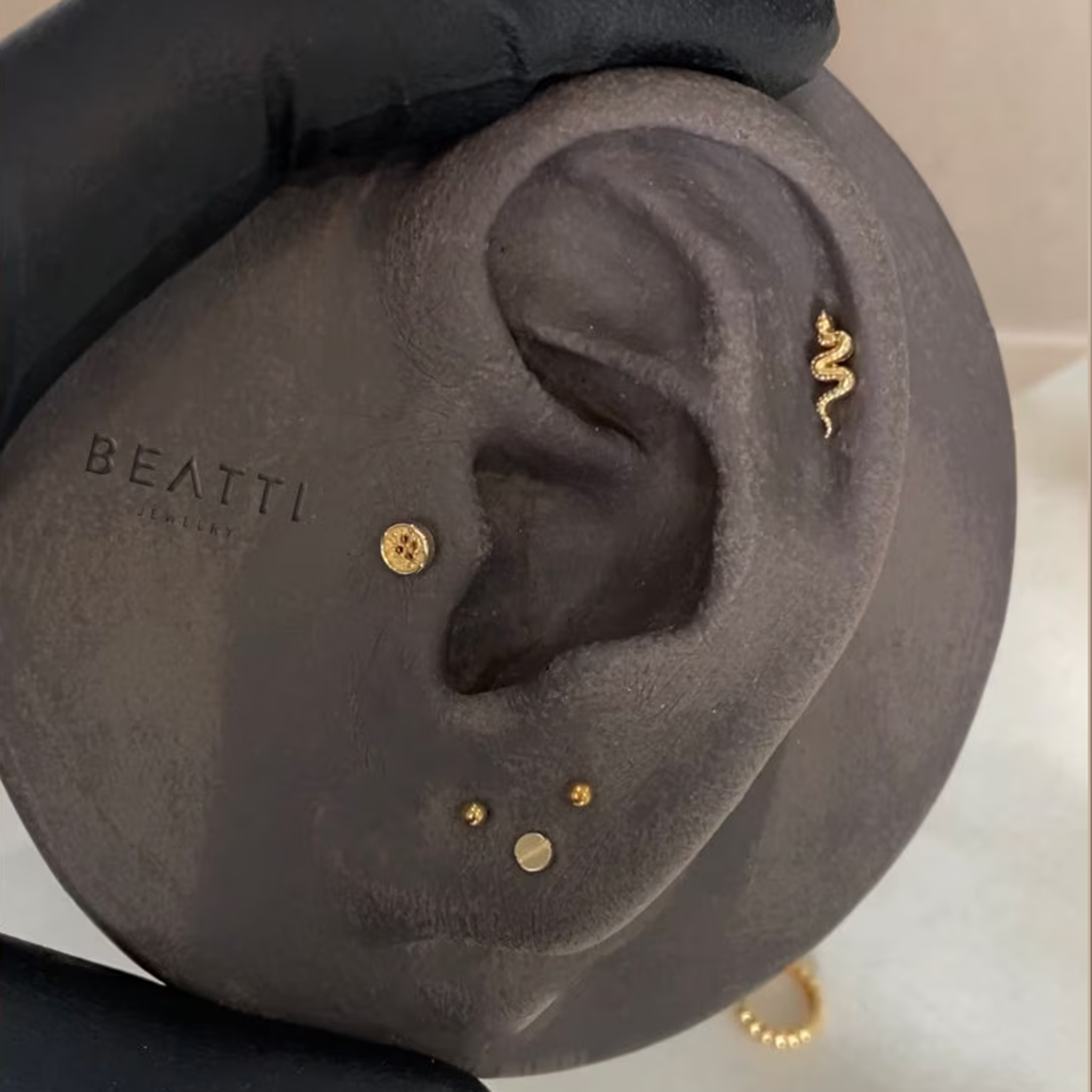 BEATTI Threadless Ends 14K Gold Tiny Snake Internally threaded 14K Gold Tiny Snake Internally threaded