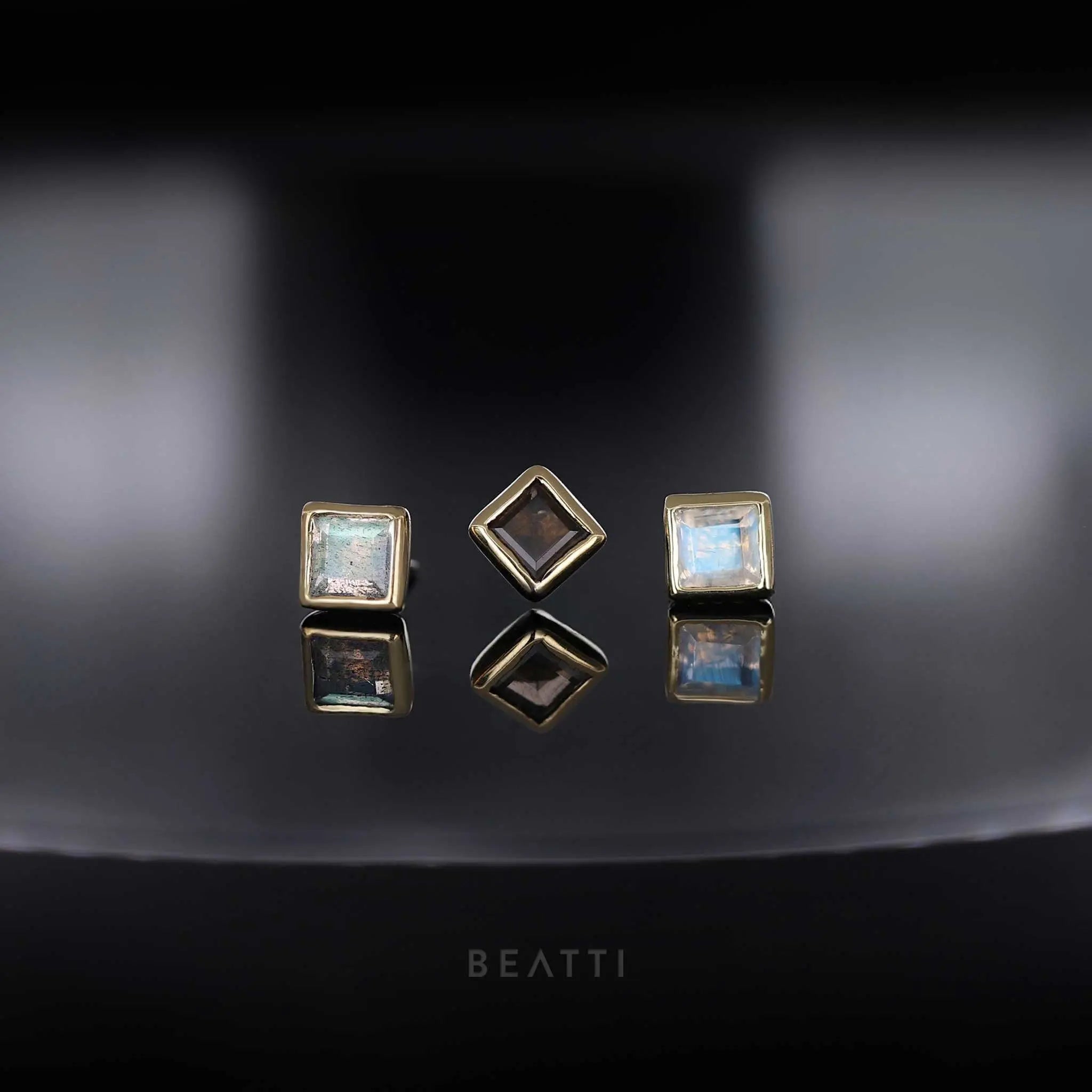 BEATTI Threadless Ends Maya • Natural Gemstone Flat Back Earring Maya • Natural Gemstone Flat Back Earring