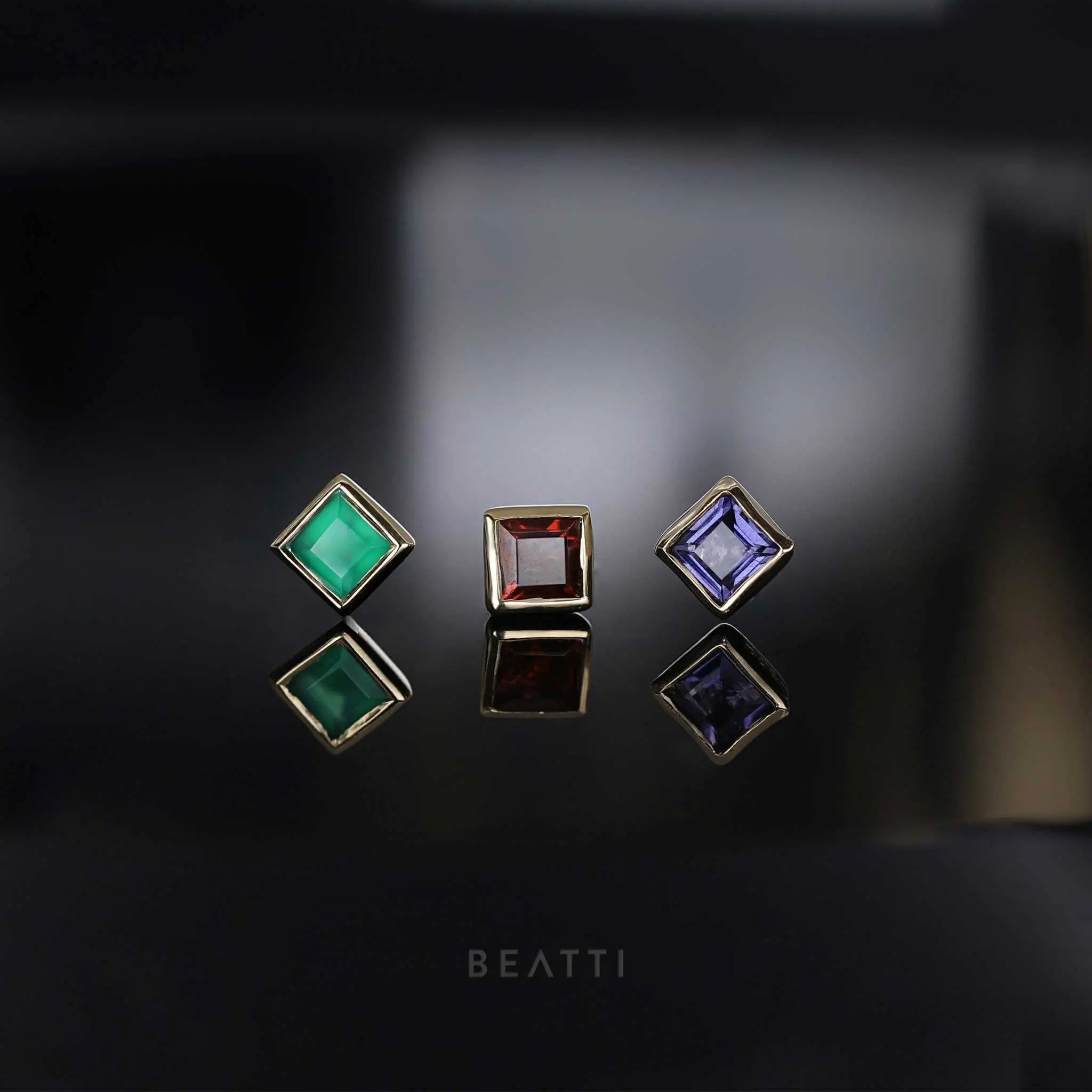 BEATTI Threadless Ends Maya • Natural Gemstone Flat Back Earring Maya • Natural Gemstone Flat Back Earring