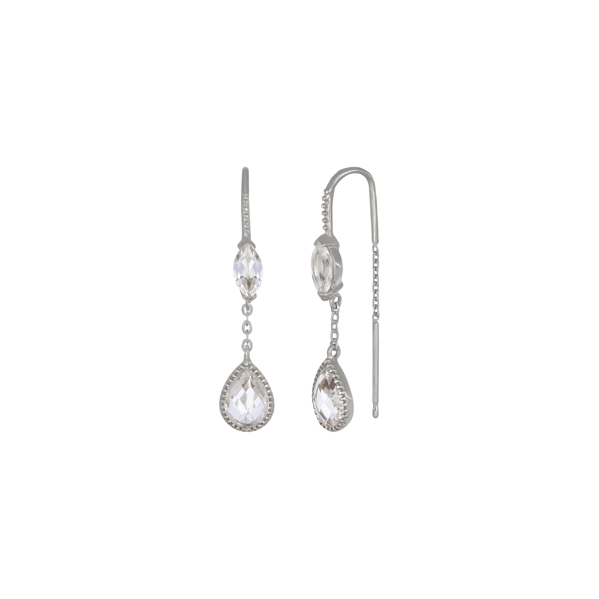 BEATTI Threaders BTE046 • White Topaz Gemstone Threader Earrings BTE046 • White Topaz Gemstone Threader Earrings