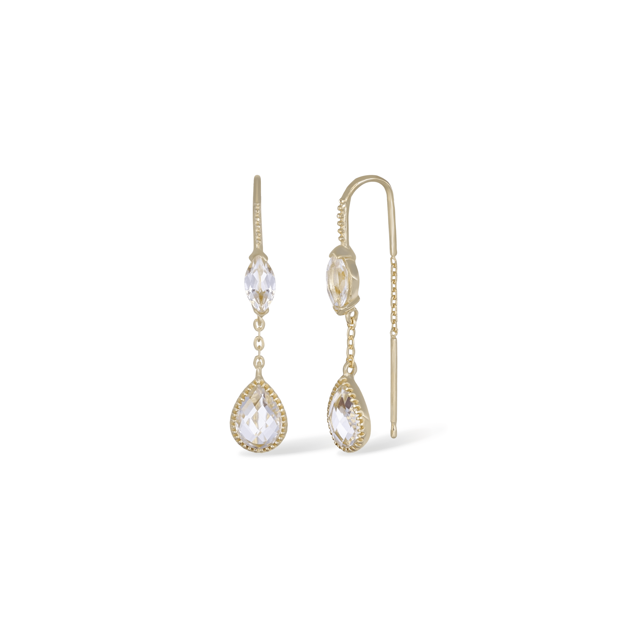 BEATTI Threaders BTE046 • White Topaz Gemstone Threader Earrings BTE046 • White Topaz Gemstone Threader Earrings