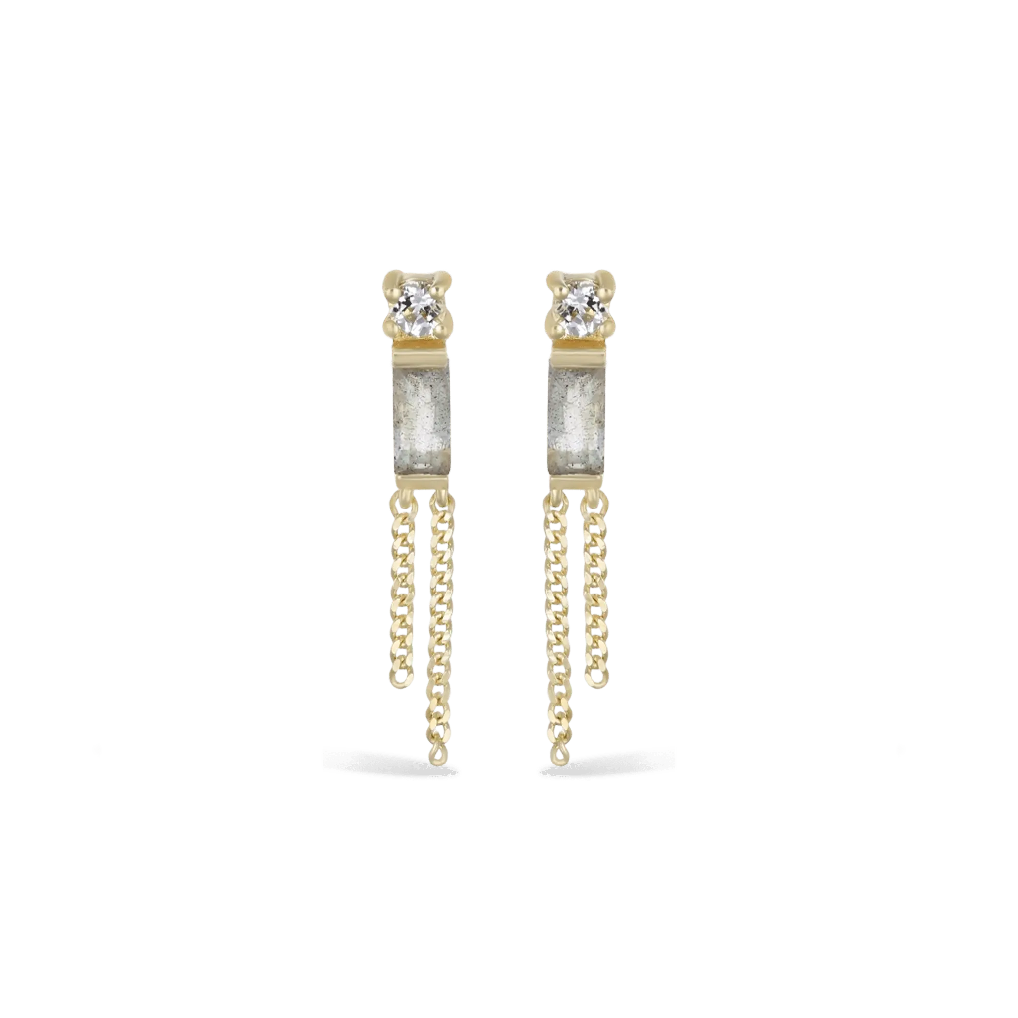 BEATTI Threadless Ends Niva • Labradorite Flat Back Stud Niva • Labradorite Flat Back Stud