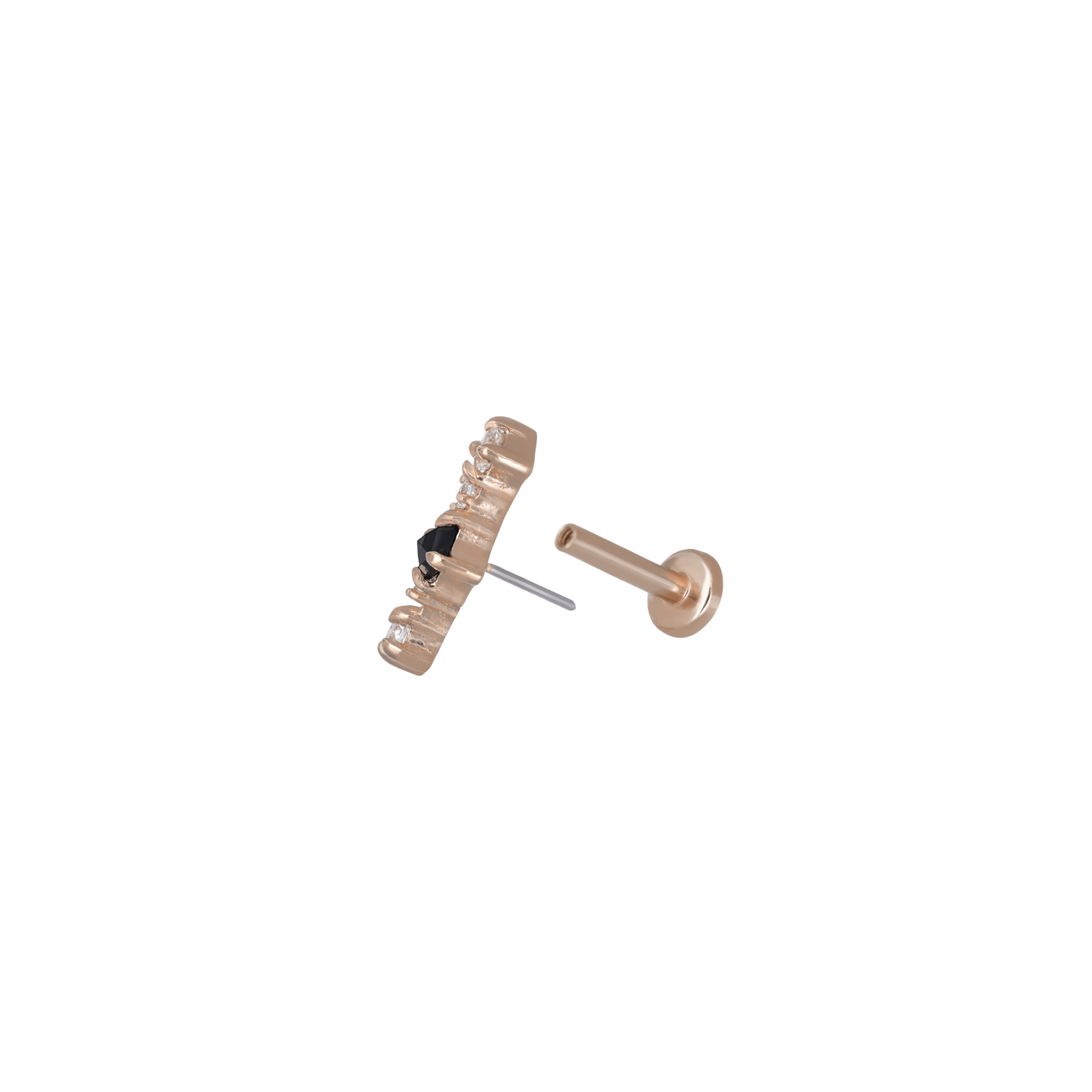 BEATTI Threadless Ends Rose Gold / Black Spinel BTE048 • Black Spinel Flat Back Stud BTE048 BTE048 • Black Spinel Flat Back Stud