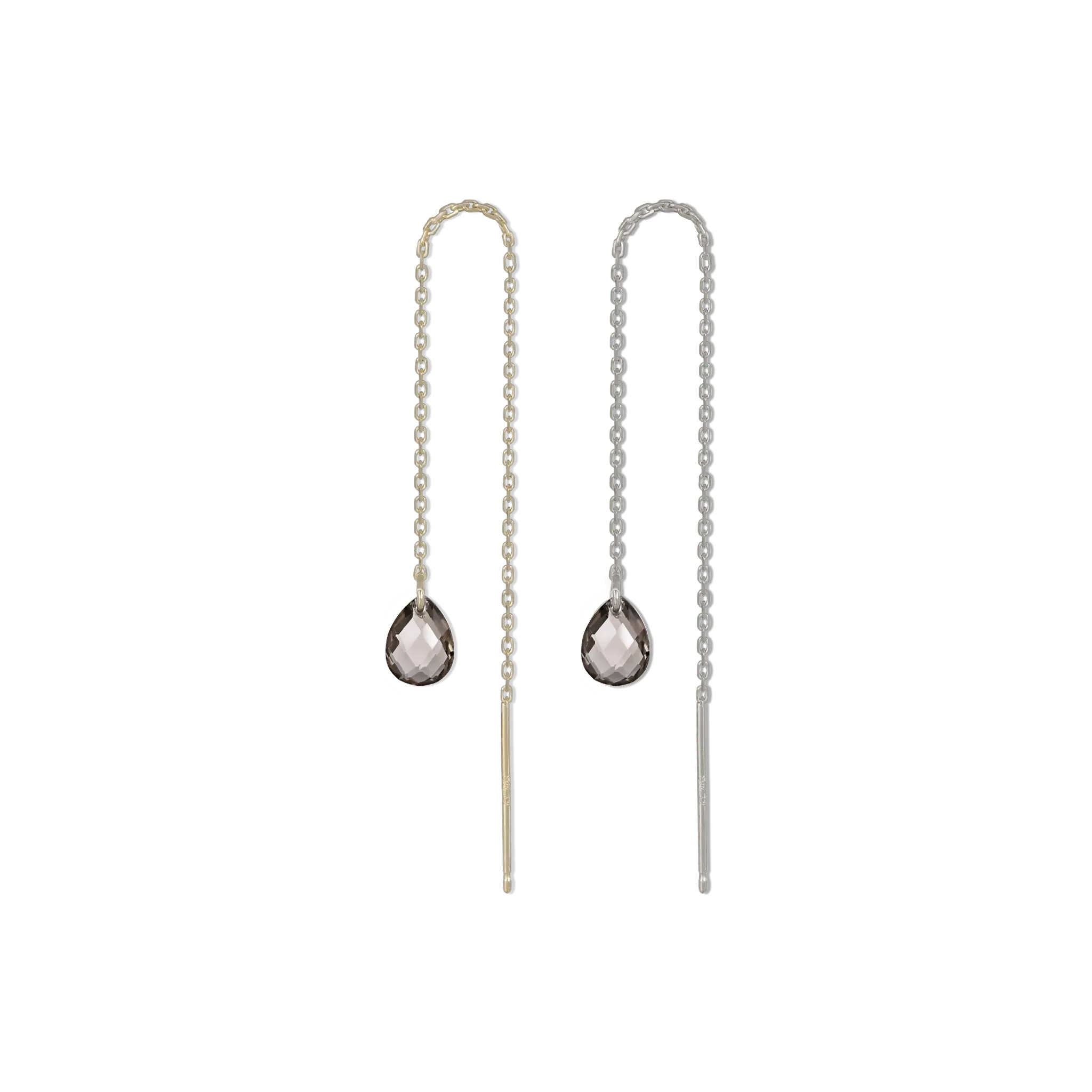 BEATTI Threaders BTE049 • Smoky Quartz Gemstone Dangle Chain Threader BTE049 • Smoky Quartz Gemstone Dangle Chain Threader