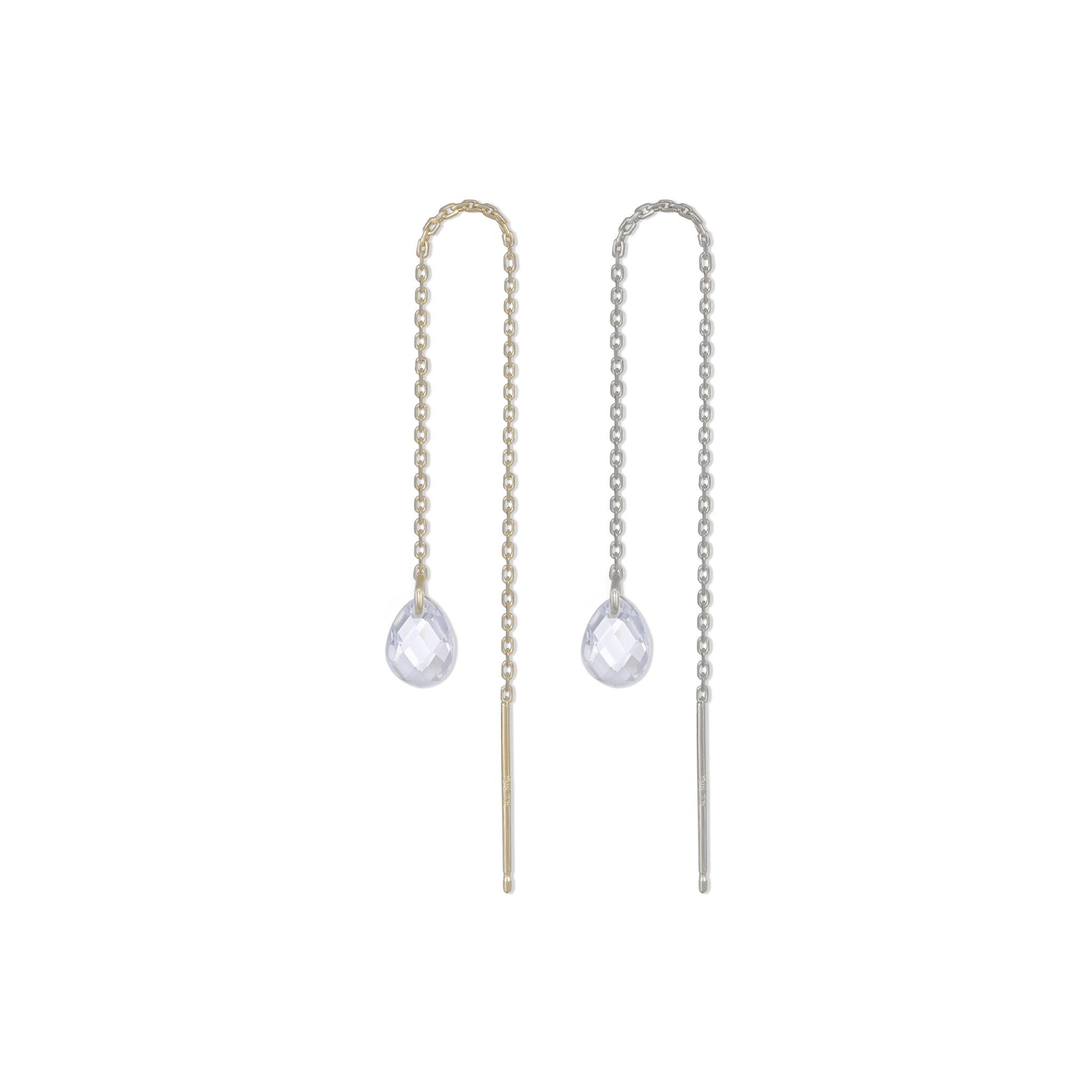 BEATTI Threaders BTE049 • Rock Crystal Gemstone Dangle Chain Threader BTE049 • Rock Crystal Gemstone Dangle Chain Threader