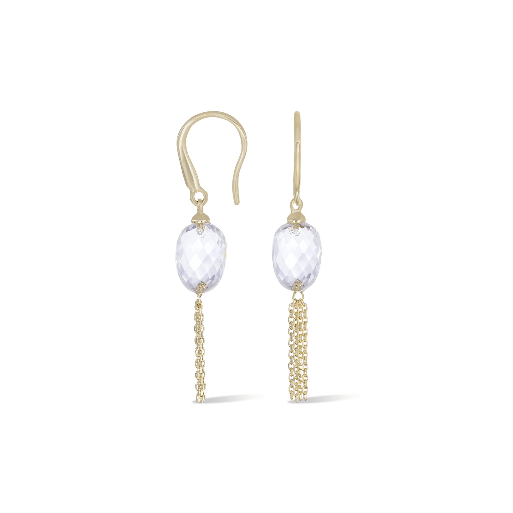 BEATTI Threaders BTE050 • Rock Crystal Tassel Dangle Hoop Earrings BTE050 • Rock Crystal Tassel Dangle Hoop Earrings