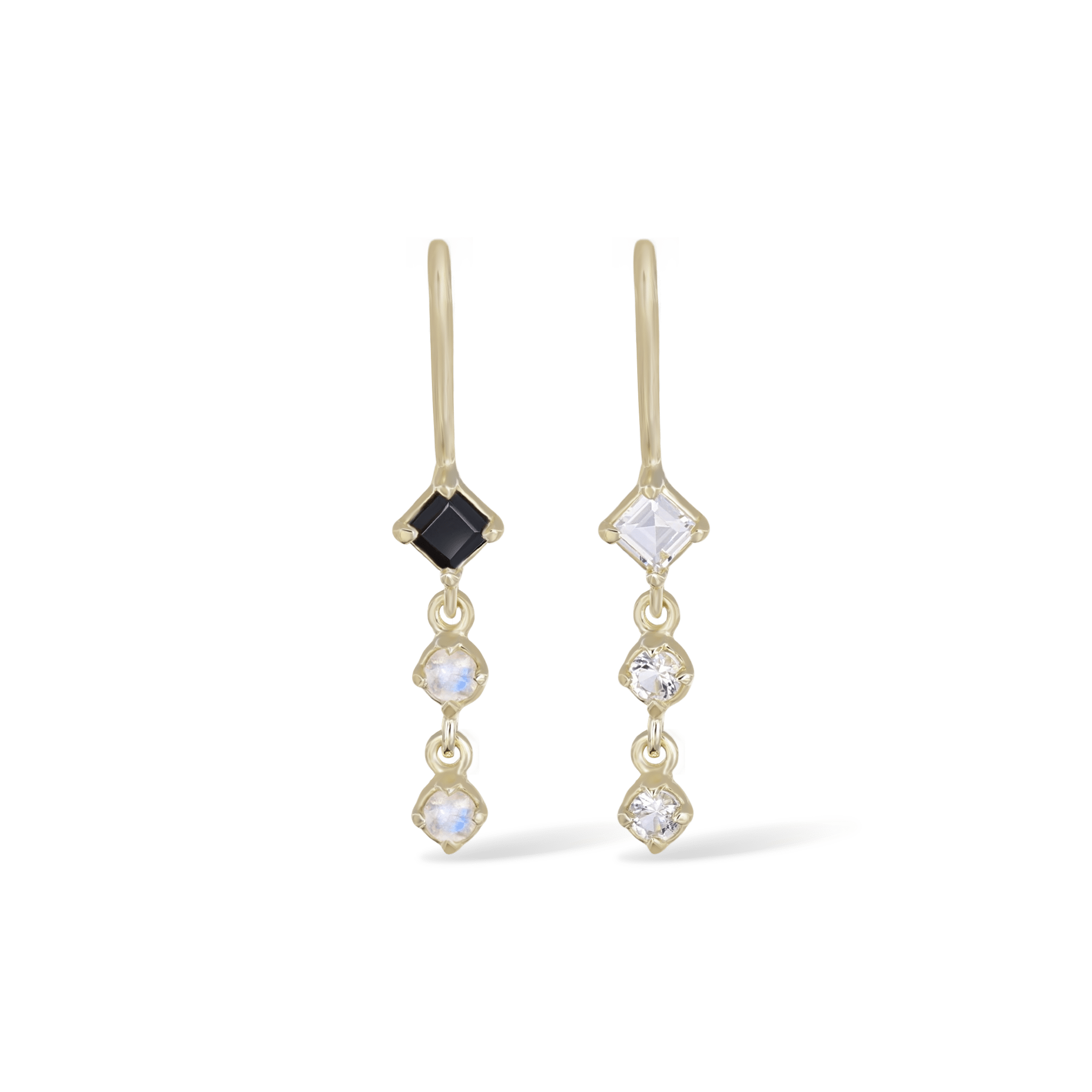 BEATTI Threaders BTE051 • White Topaz Gemstone Threader Earrings BTE051 • White Topaz Gemstone Threader Earrings