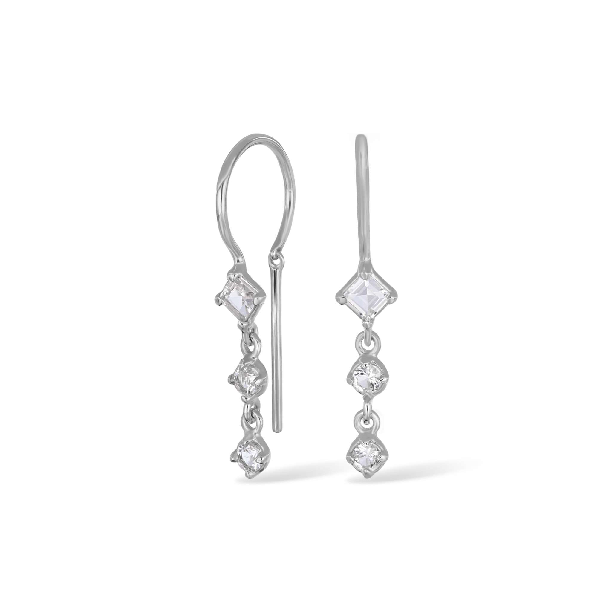 BEATTI Threaders BTE051 • White Topaz Gemstone Threader Earrings BTE051 • White Topaz Gemstone Threader Earrings