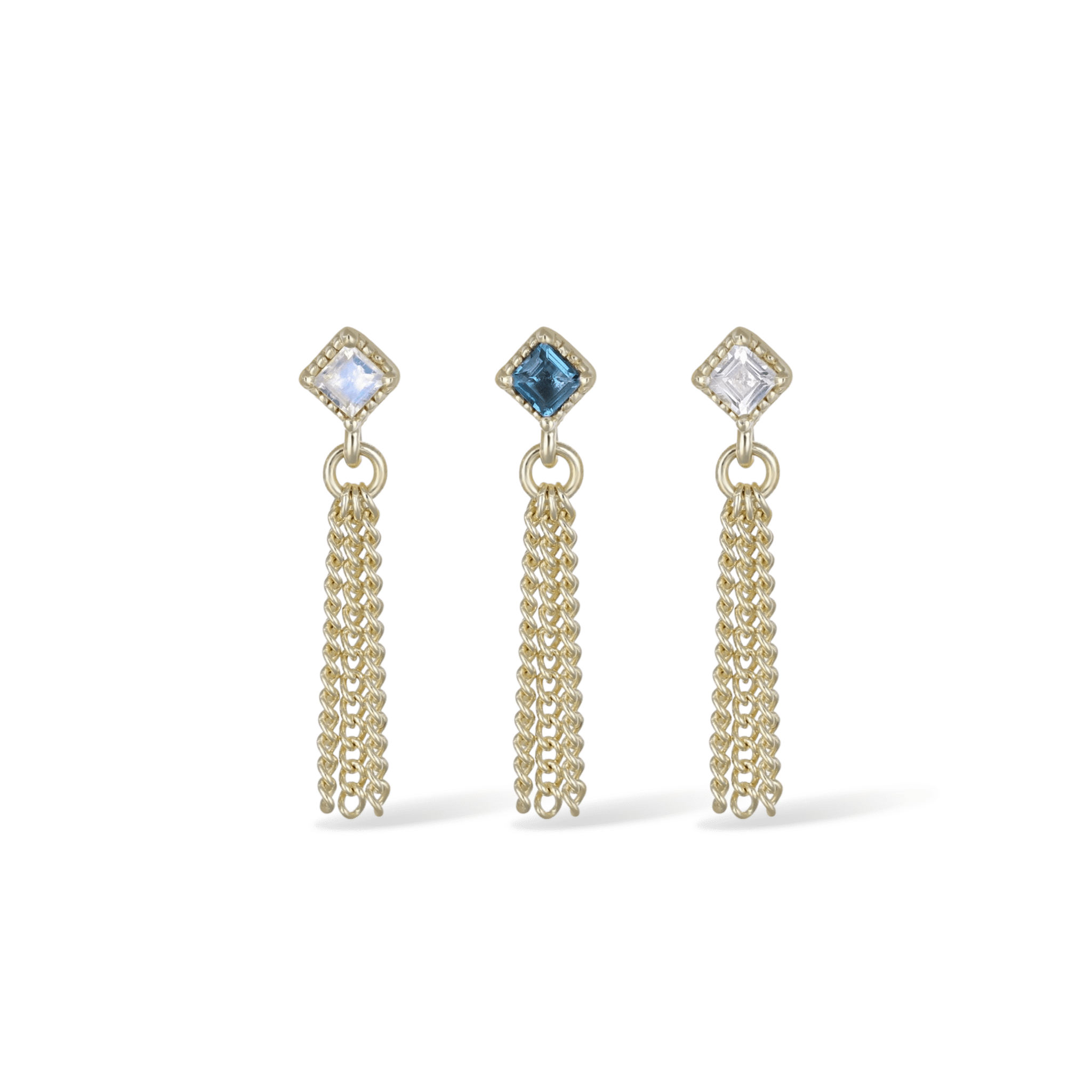 BEATTI Threadless Ends BTE052 • Gemstone Triple Tassel Flat Back Stud BTE052 • Gemstone Triple Tassel Flat Back Stud