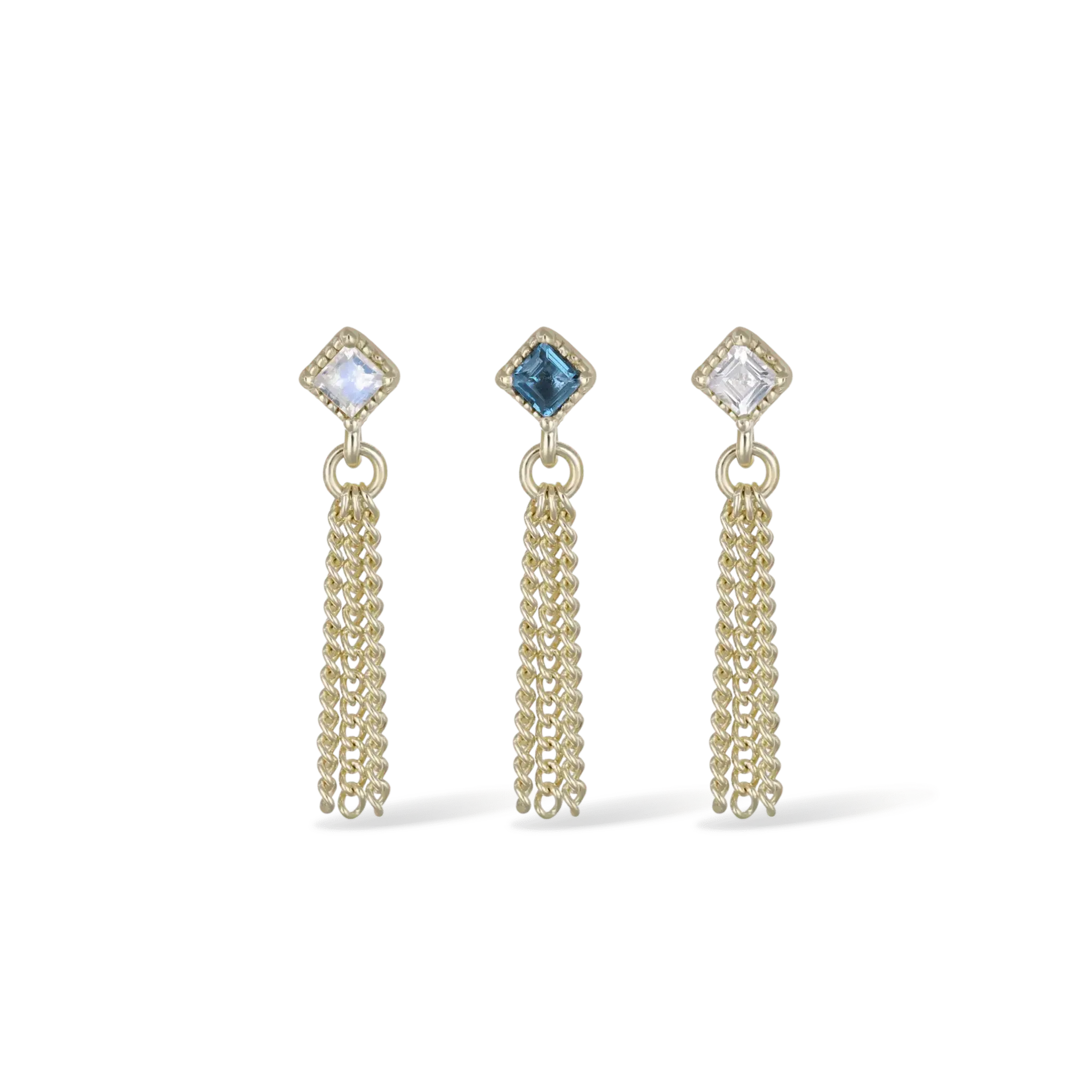 BEATTI Threadless Ends BTE052 • Gemstone Triple Tassel Flat Back Stud BTE052 • Gemstone Triple Tassel Flat Back Stud