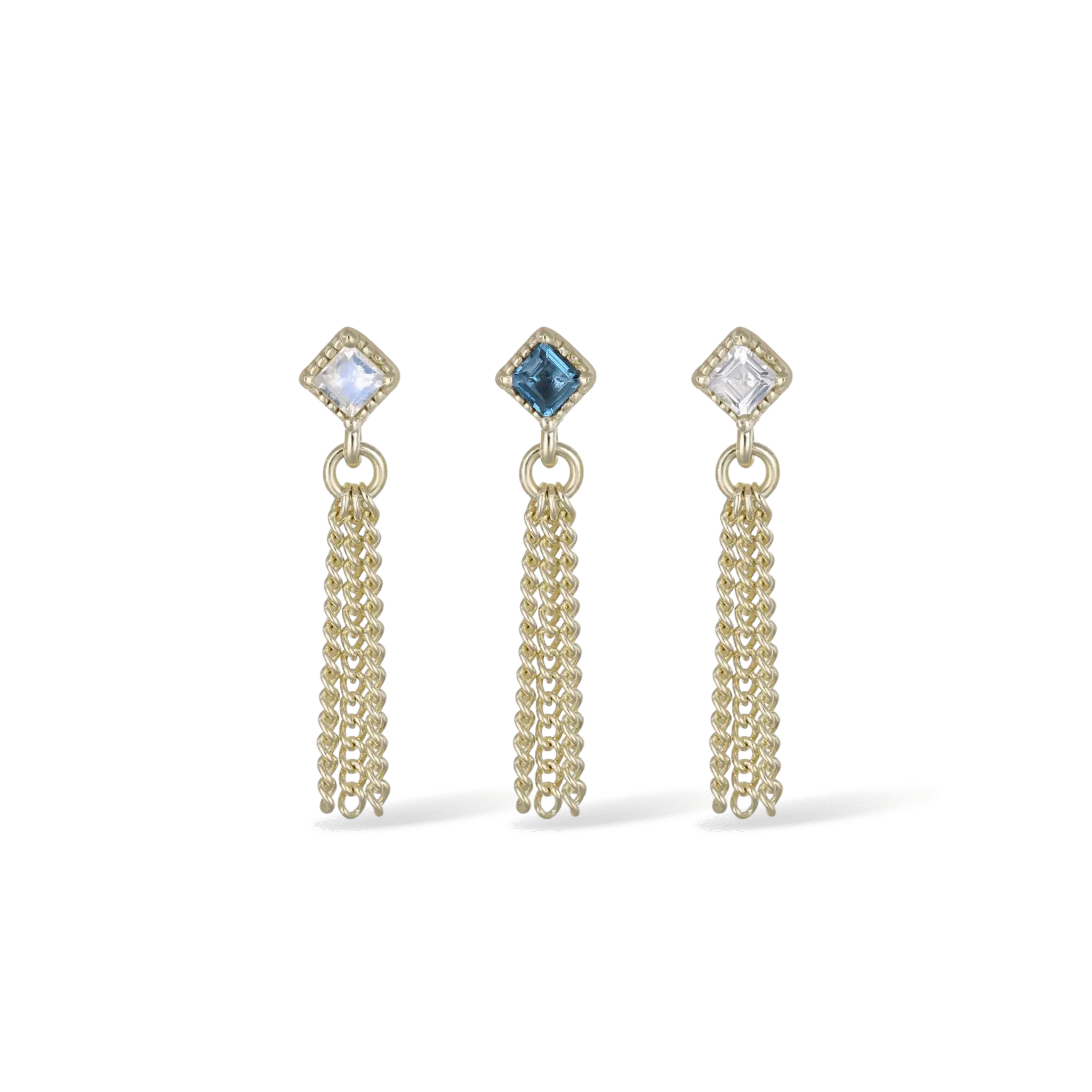 BEATTI Threadless Ends BTE052 • Gemstone Triple Tassel Flat Back Stud BTE052 • Gemstone Triple Tassel Flat Back Stud