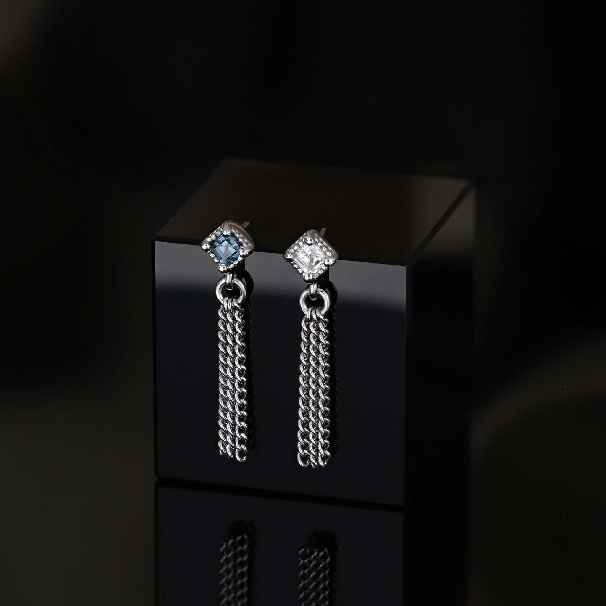 BEATTI Threadless Ends BTE052 • Gemstone Triple Tassel Flat Back Stud BTE052 • Gemstone Triple Tassel Flat Back Stud