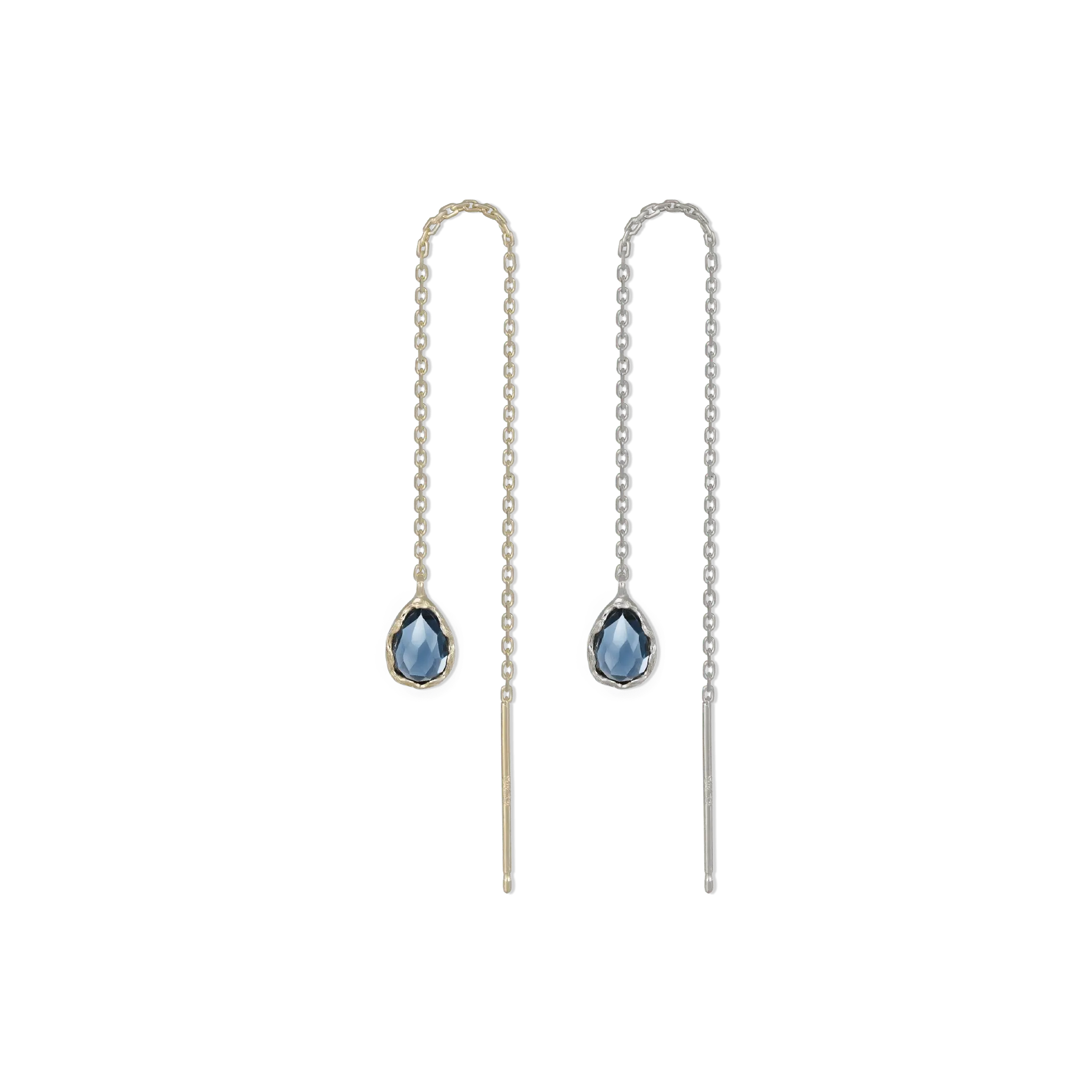 BEATTI Threaders BTE053 • London Blue Topaz Gemstone Organic Teardrop Threader BTE053 • London Blue Topaz Gemstone Organic Teardrop Threader