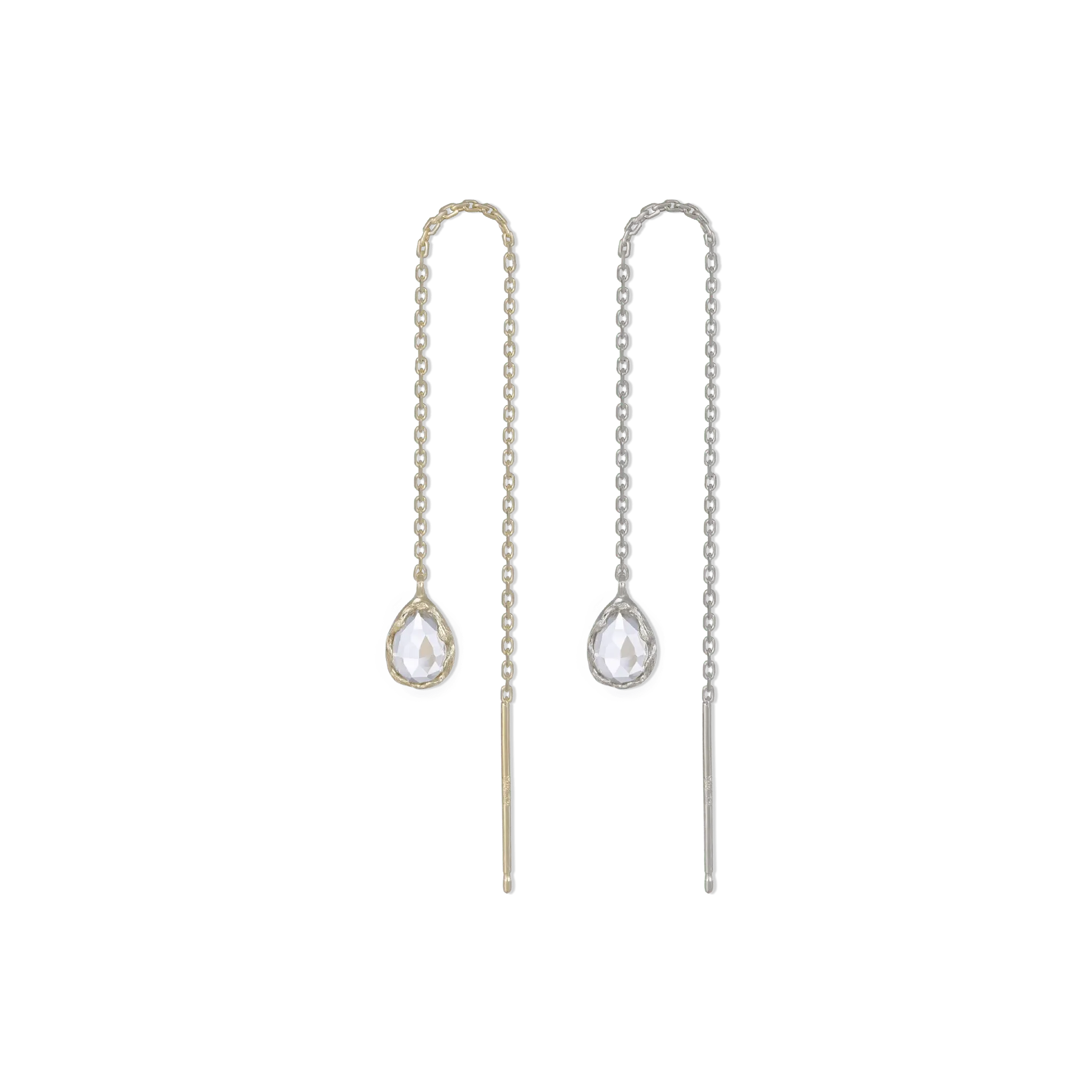 BEATTI Threaders BTE053 • White Topaz Gemstone Organic Teardrop Threader BTE053 • White Topaz Gemstone Organic Teardrop Threader