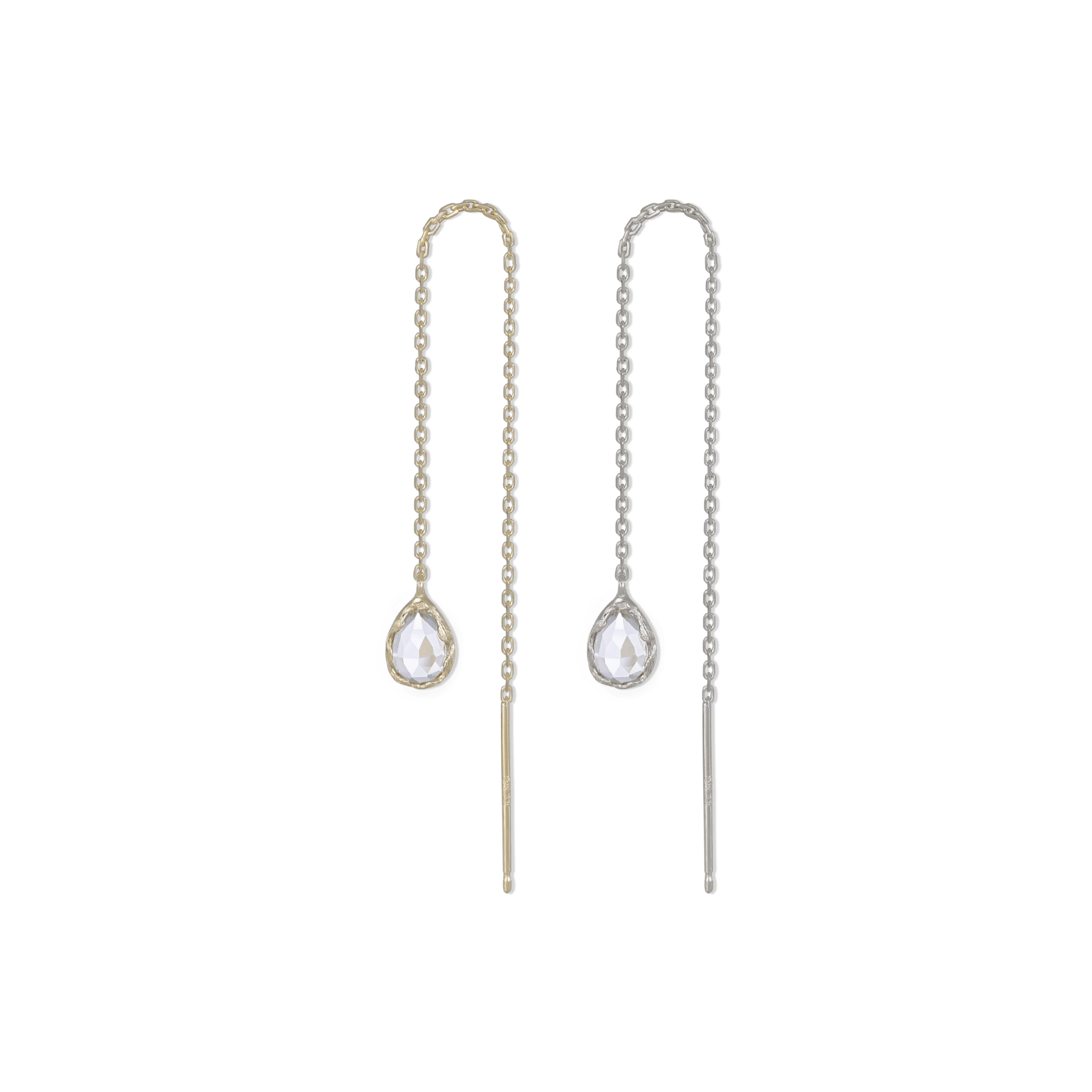 BEATTI Threaders BTE053 • White Topaz Gemstone Organic Teardrop Threader BTE053 • White Topaz Gemstone Organic Teardrop Threader