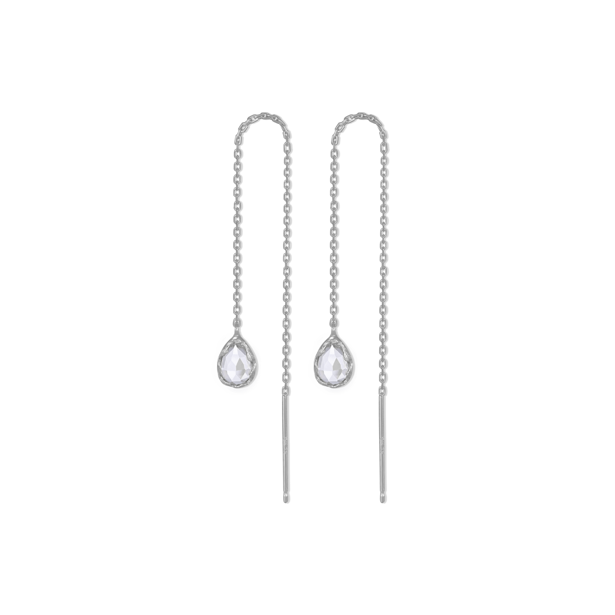 BEATTI Threaders Silver / White Topaz / Single Éclat • White Topaz Drop Threader Earrings BTE053 Éclat • White Topaz Drop Threader Earrings