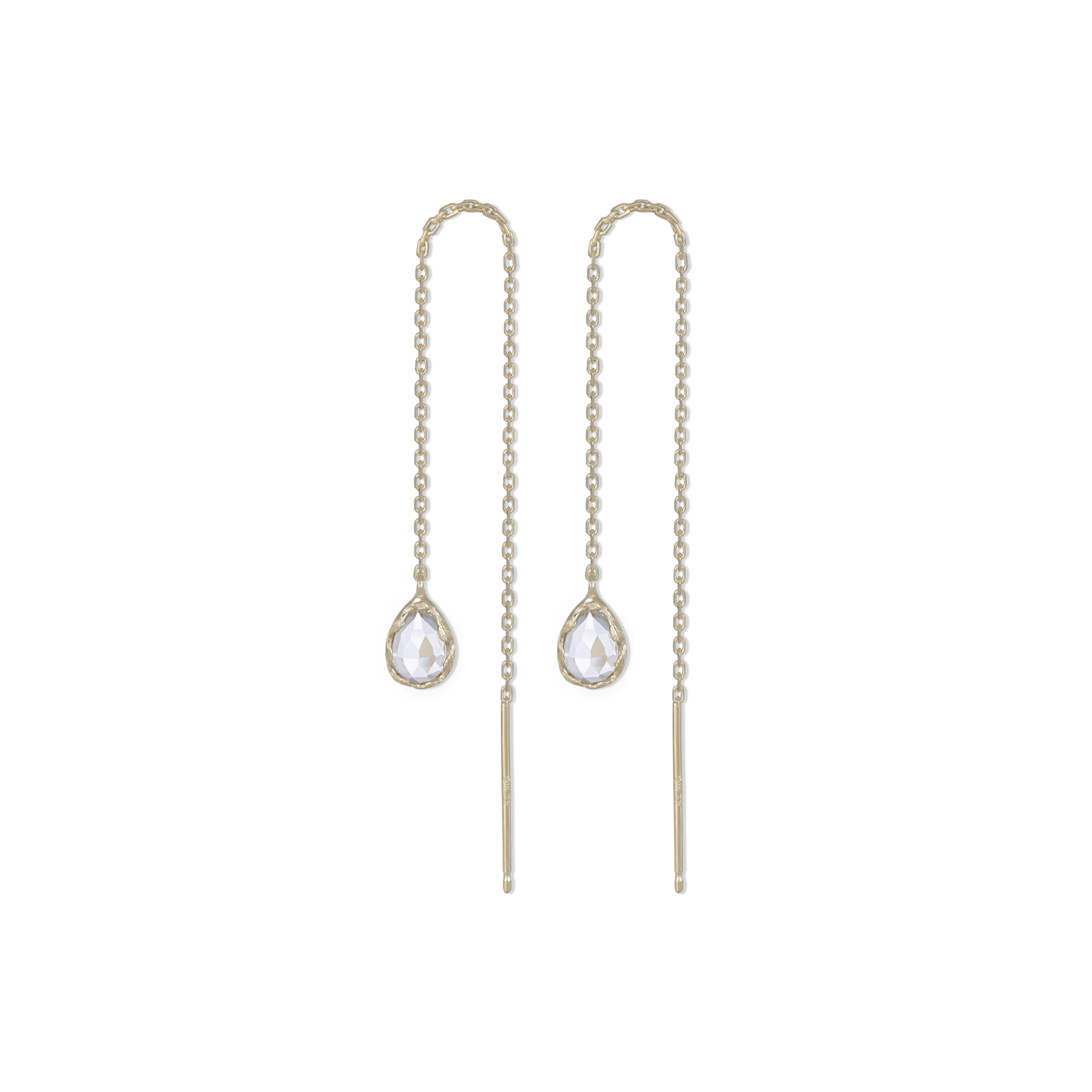 BEATTI Threaders Gold / White Topaz / Single Éclat • White Topaz Drop Threader Earrings BTE053 Éclat • White Topaz Drop Threader Earrings