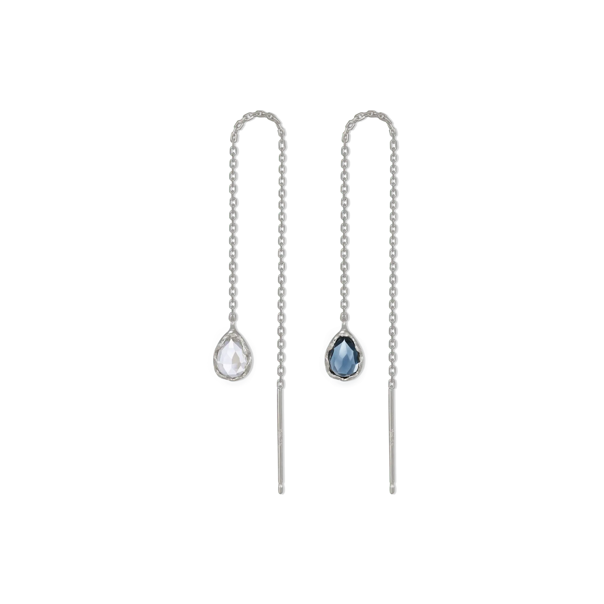 BEATTI Threaders BTE053 • White Topaz Gemstone Organic Teardrop Threader BTE053 • White Topaz Gemstone Organic Teardrop Threader