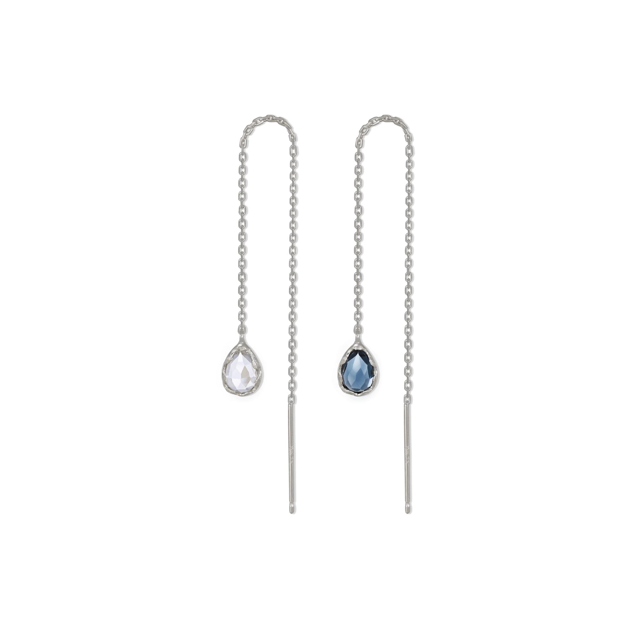 BEATTI Threaders BTE053 • White Topaz Gemstone Organic Teardrop Threader BTE053 • White Topaz Gemstone Organic Teardrop Threader