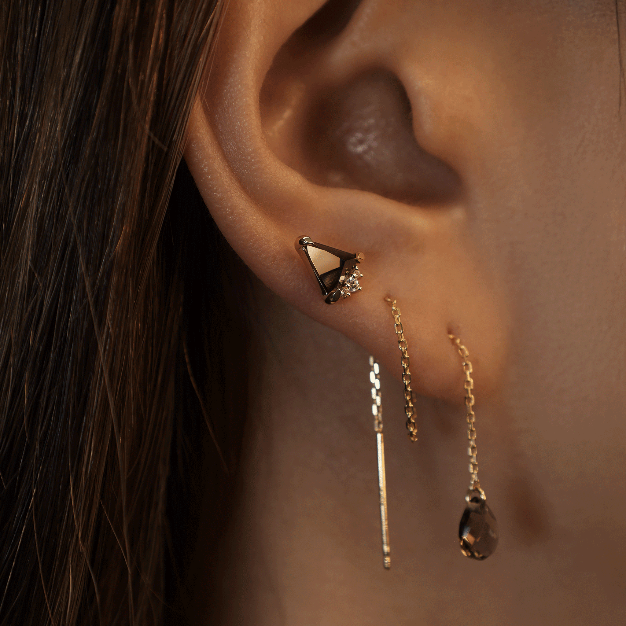 BEATTI Threadless Ends BTE054 • Pyramid Gemstone Flat Back Stud BTE054 • Pyramid Gemstone Flat Back Stud