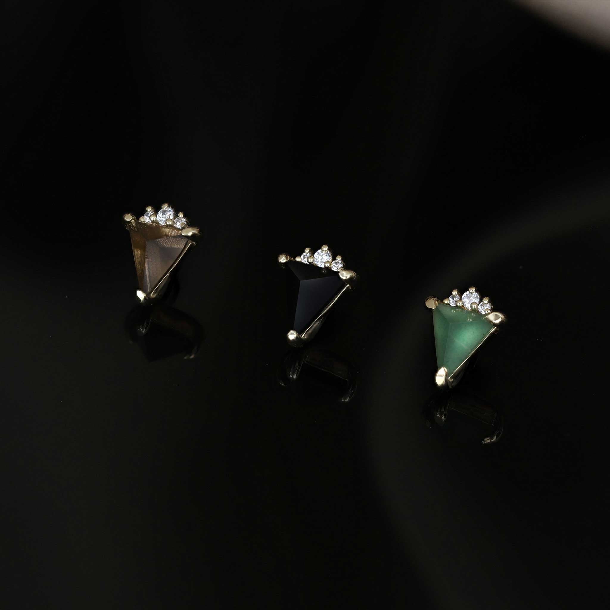 BEATTI Threadless Ends BTE054 • Pyramid Gemstone Flat Back Stud BTE054 • Pyramid Gemstone Flat Back Stud