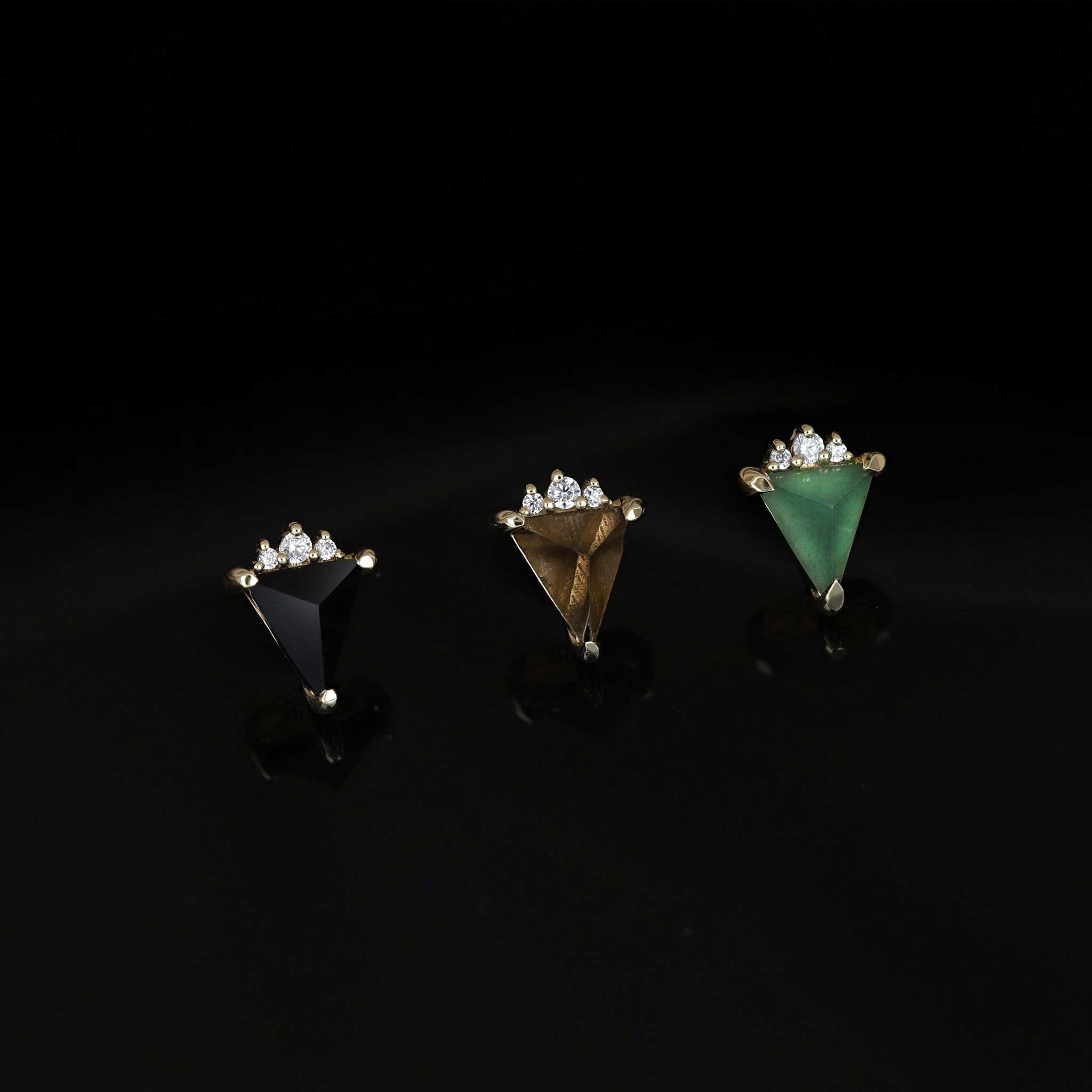 BEATTI Threadless Ends BTE054 • Pyramid Gemstone Flat Back Stud BTE054 • Pyramid Gemstone Flat Back Stud