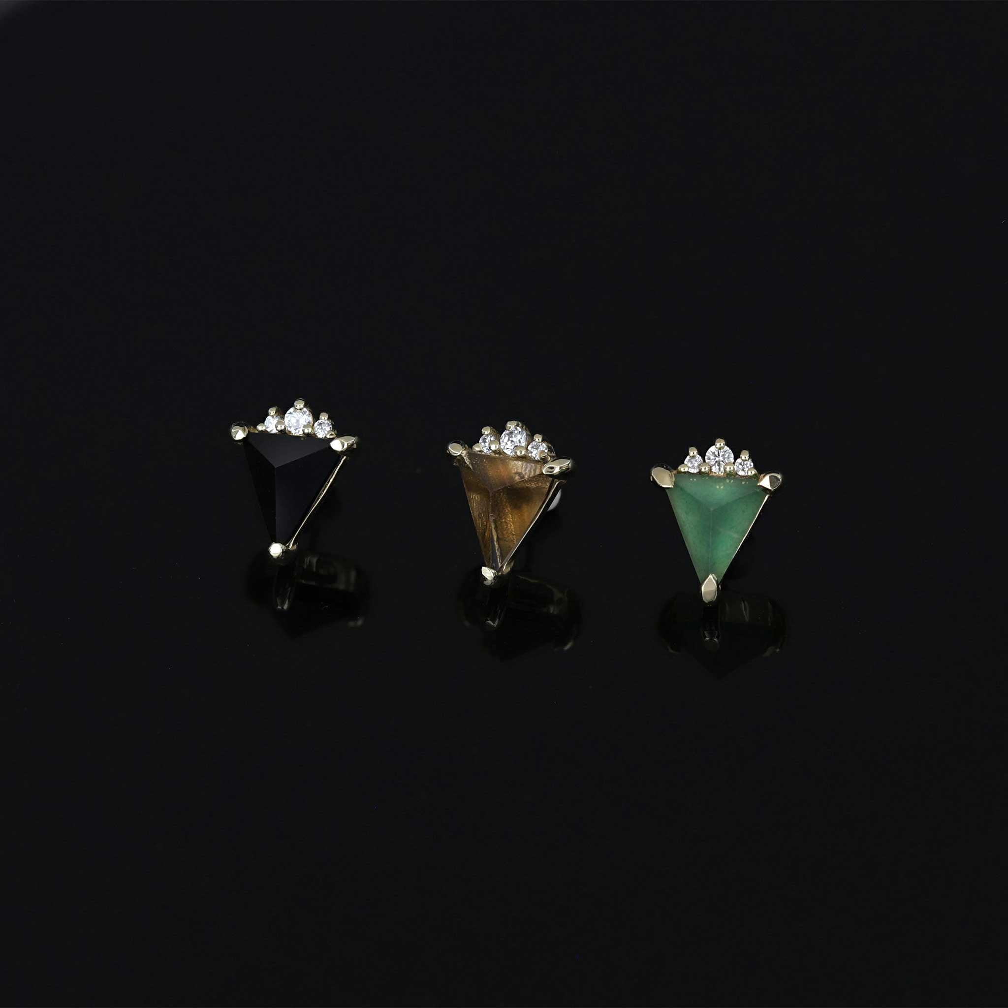 BEATTI Threadless Ends BTE054 • Pyramid Gemstone Flat Back Stud BTE054 • Pyramid Gemstone Flat Back Stud