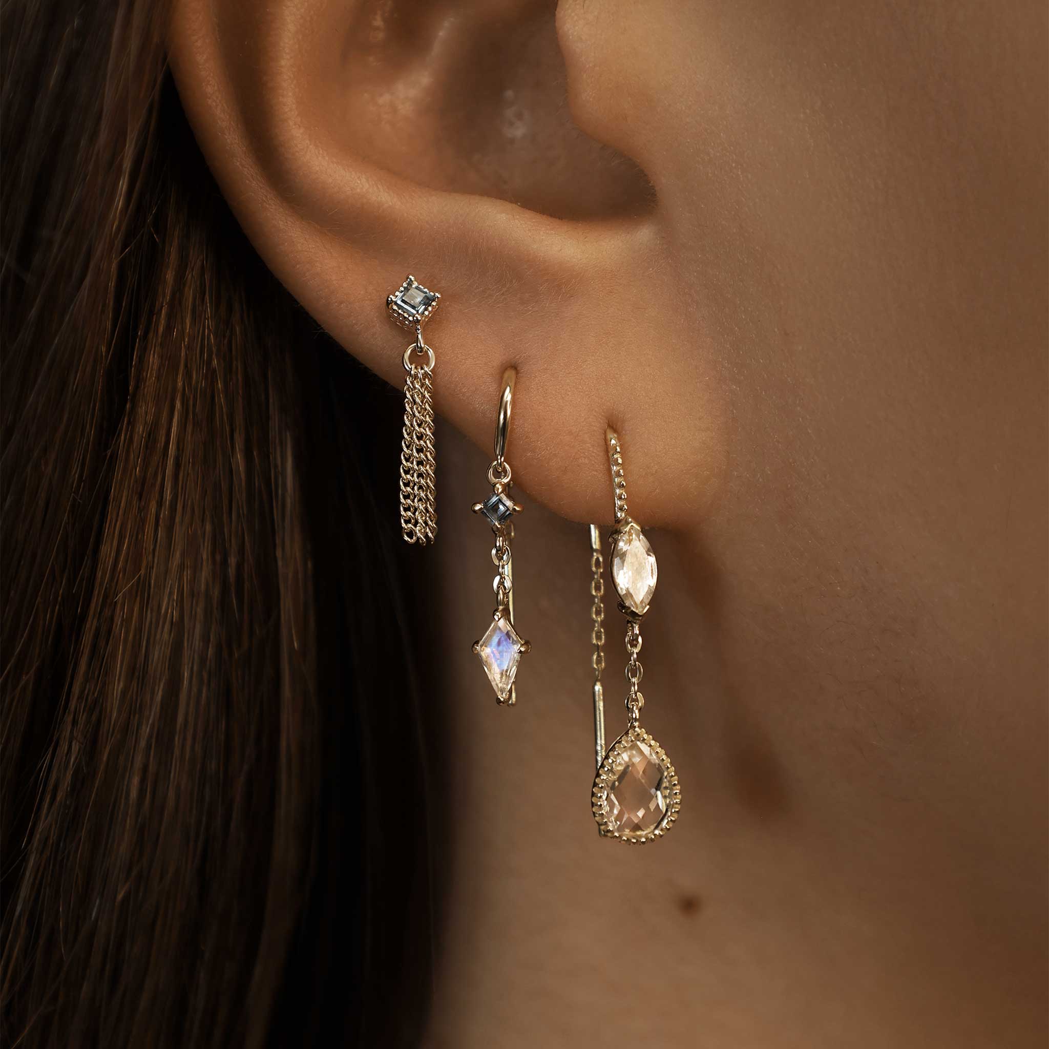 Tali • Gemstone Tassel Flat Back Stud